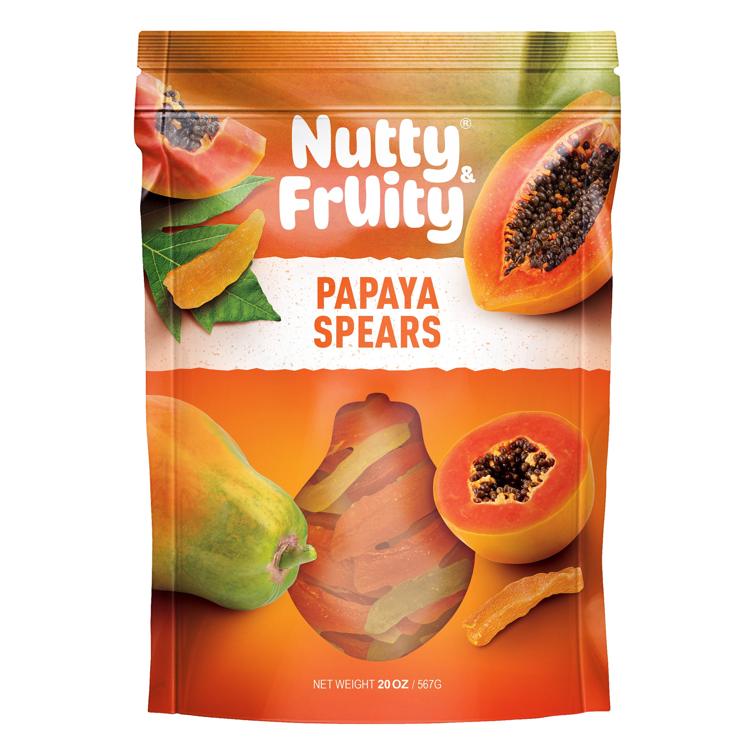 NUTTY AND FRUITY PAPAYA SLICES 20 OUNCES