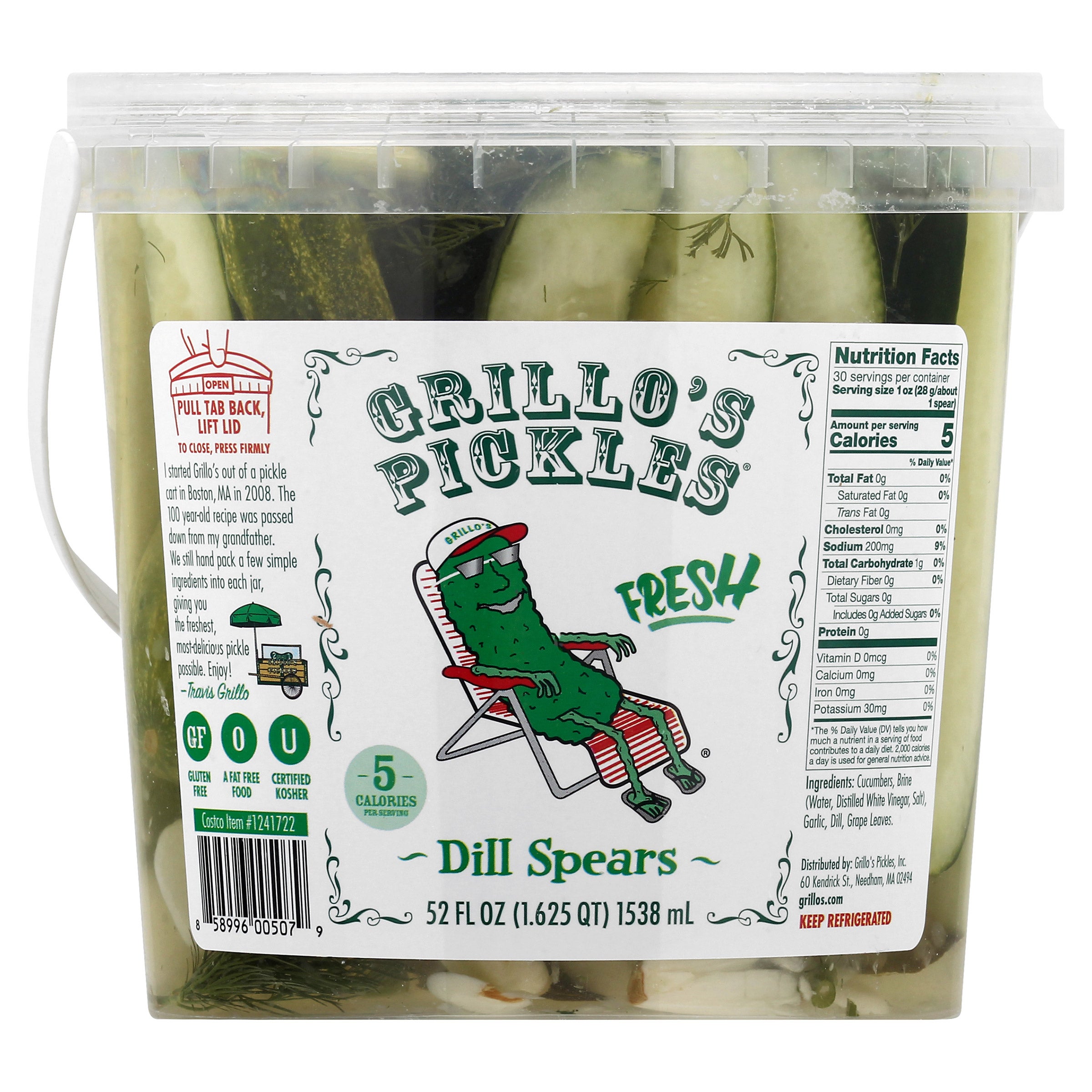 GRILLO'S PICKLES DILL SPEARS 52 OZ