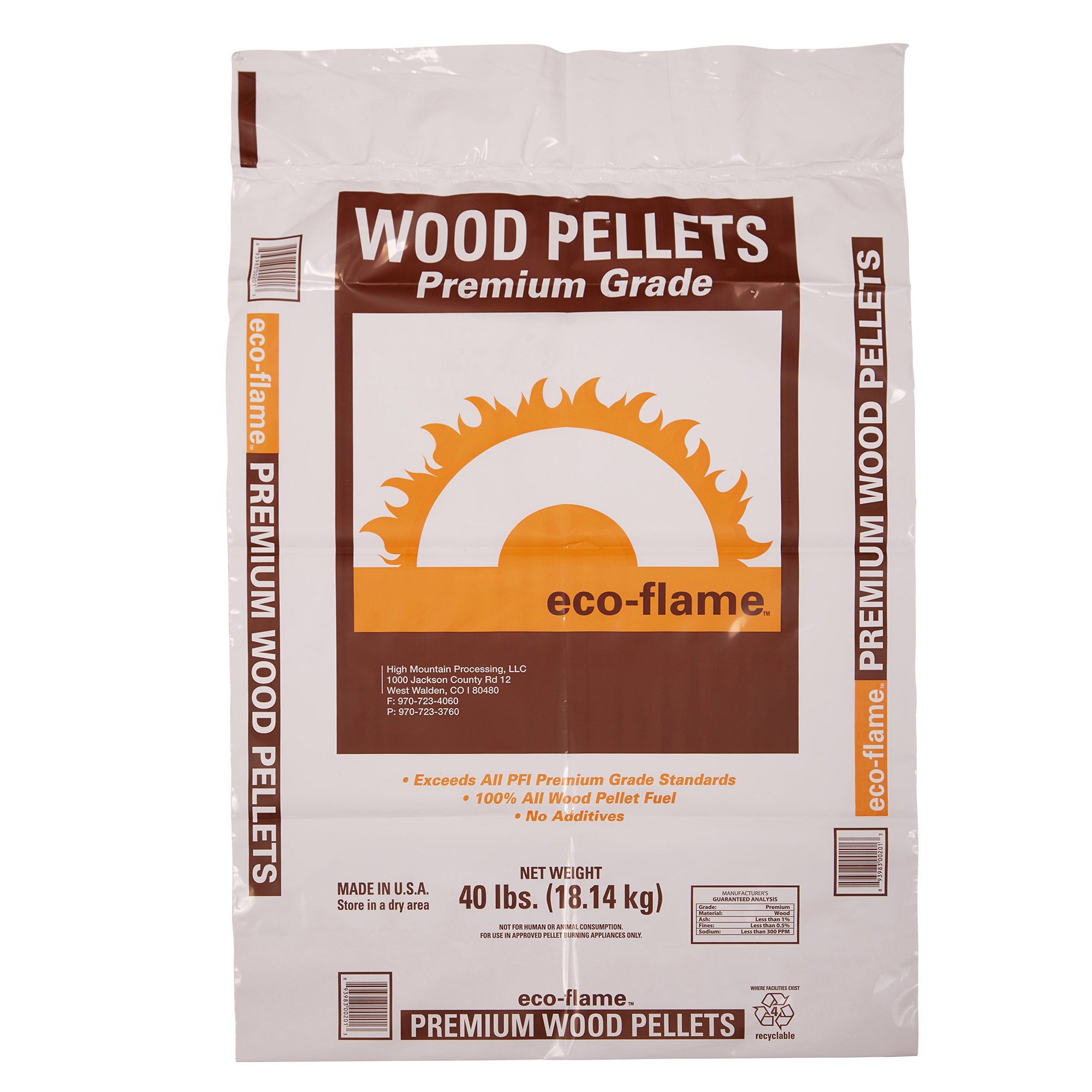 ECO-FLAME SUPER PREMIUM GRADE WOOD PELLETS 40 LBS