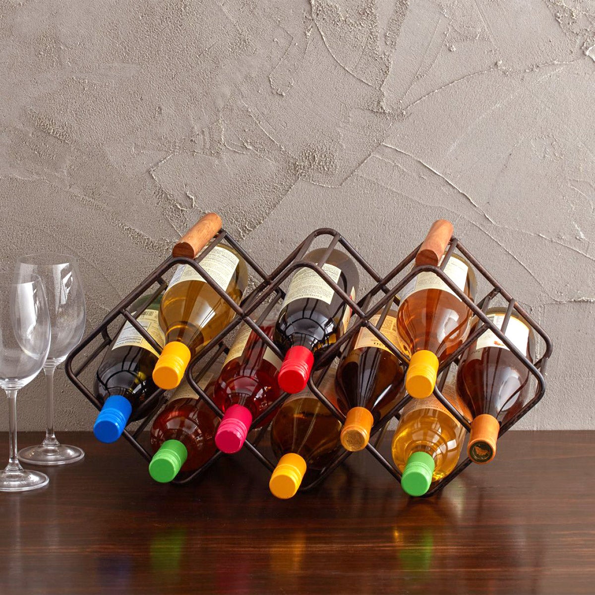 GOURMET BASICS BY MIKASA STACKABLE 12 BOTTLE WINE RACK - Image 1