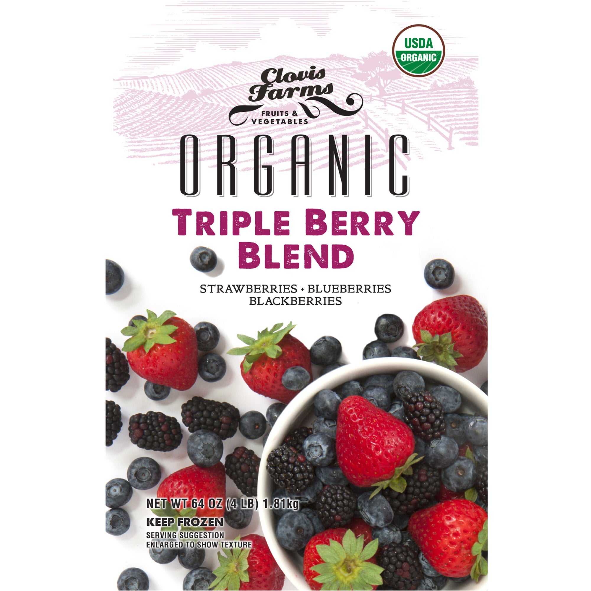 CLOVIS FARMS ORGANIC 3 BERRY BLEND 4 LB