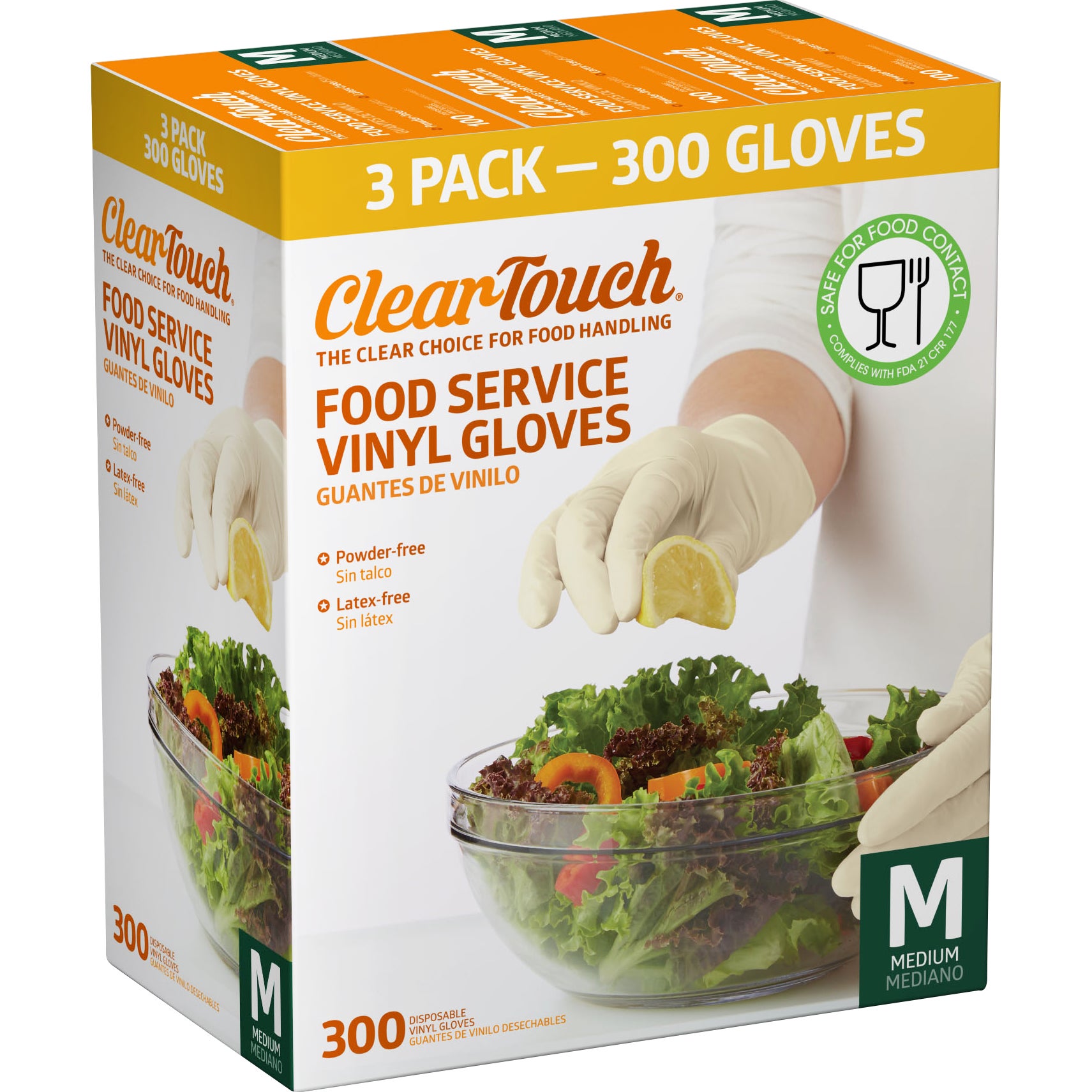 CLEAR-TOUCH FOOD SERVICE VINYL GLOVES MEDIUM 3/100 CT - Image 1
