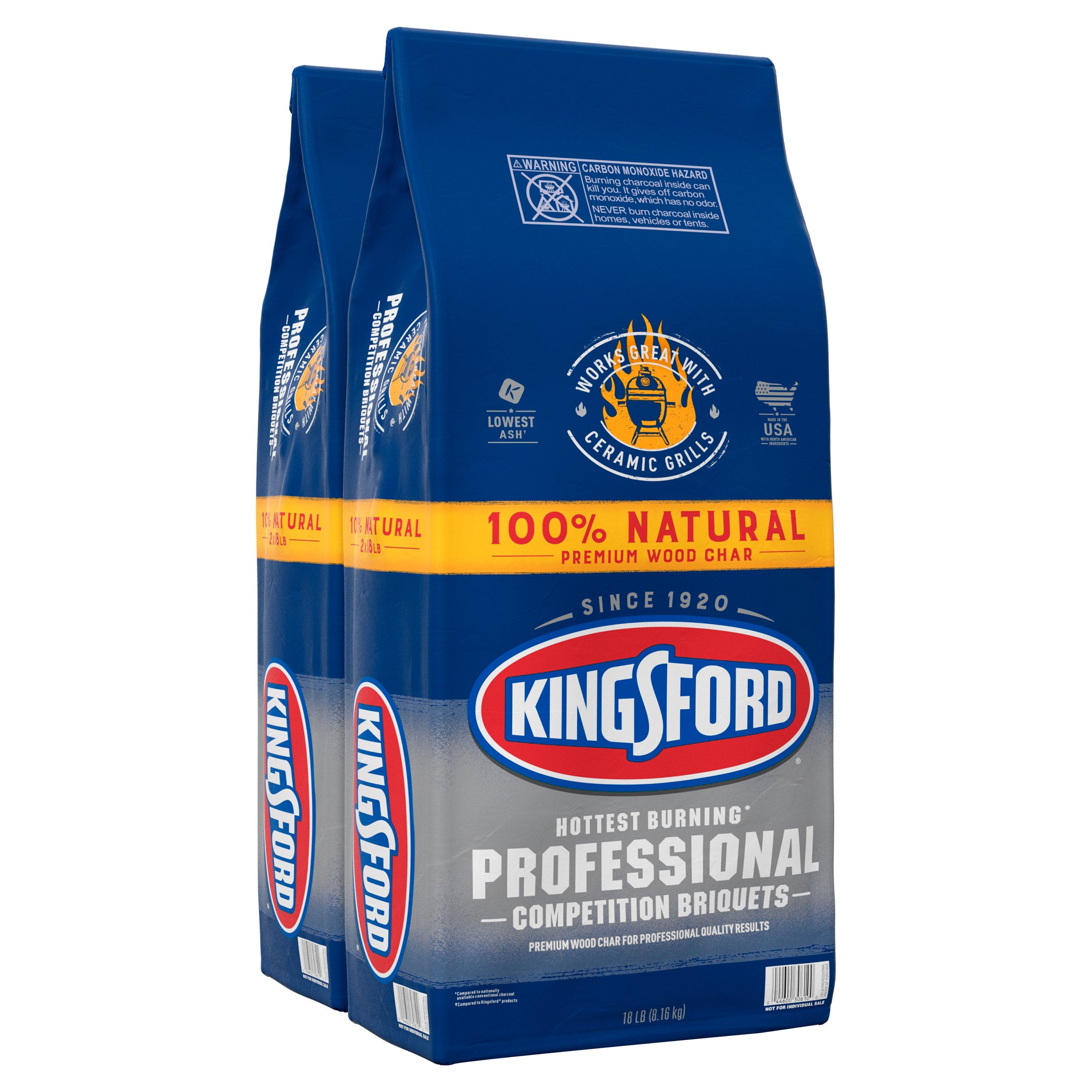KINGSFORD PROFESSIONAL COMPETITION BRIQUETS 2/18 LB BAGS