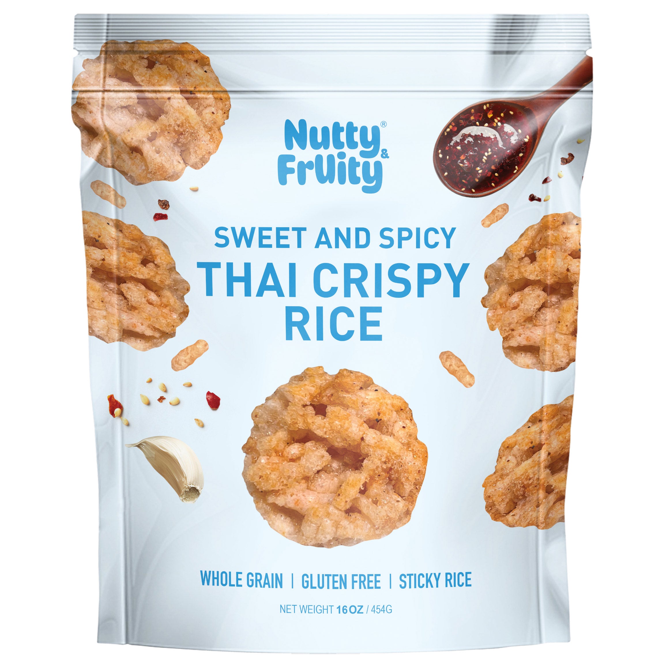 NUTTY FRUITY THAI RICE CRISPS 16 OUNCE BAG