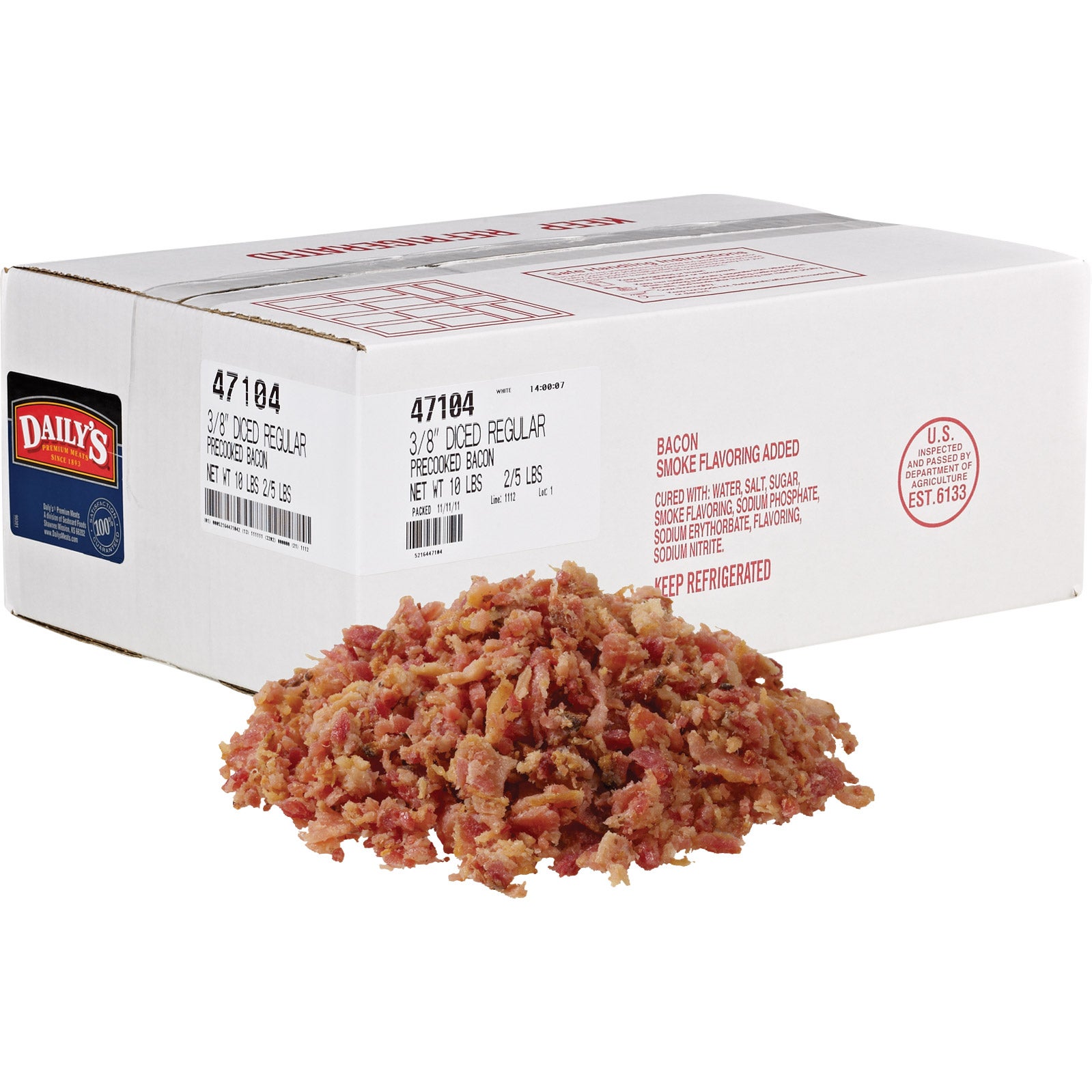 DAILY'S PRECOOKED DICED BACON 10 LBS - Image 1