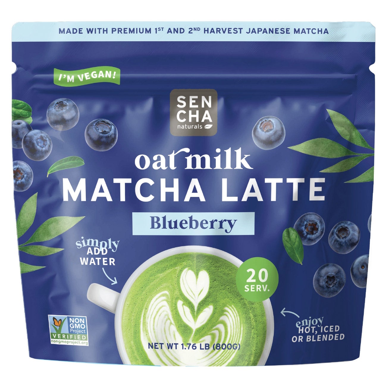 SENCHA NATURALS BLUEBERRY OATMILK MATCHA LATTE 1.76LBS - Image 1