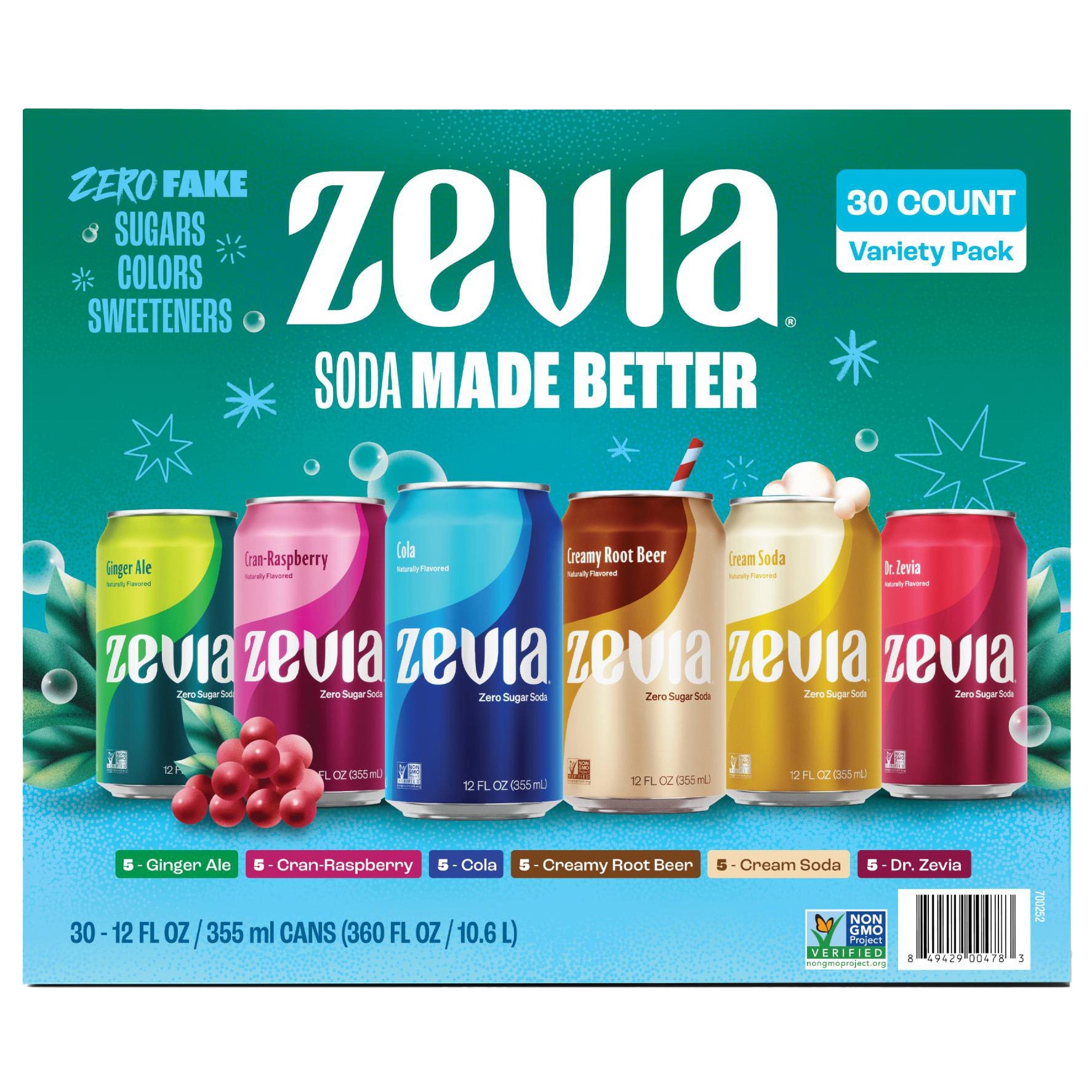 ZEVIA 6 FLAVOR VARIETY PACK 30/12 OUNCE CANS - $16.79 at Costco