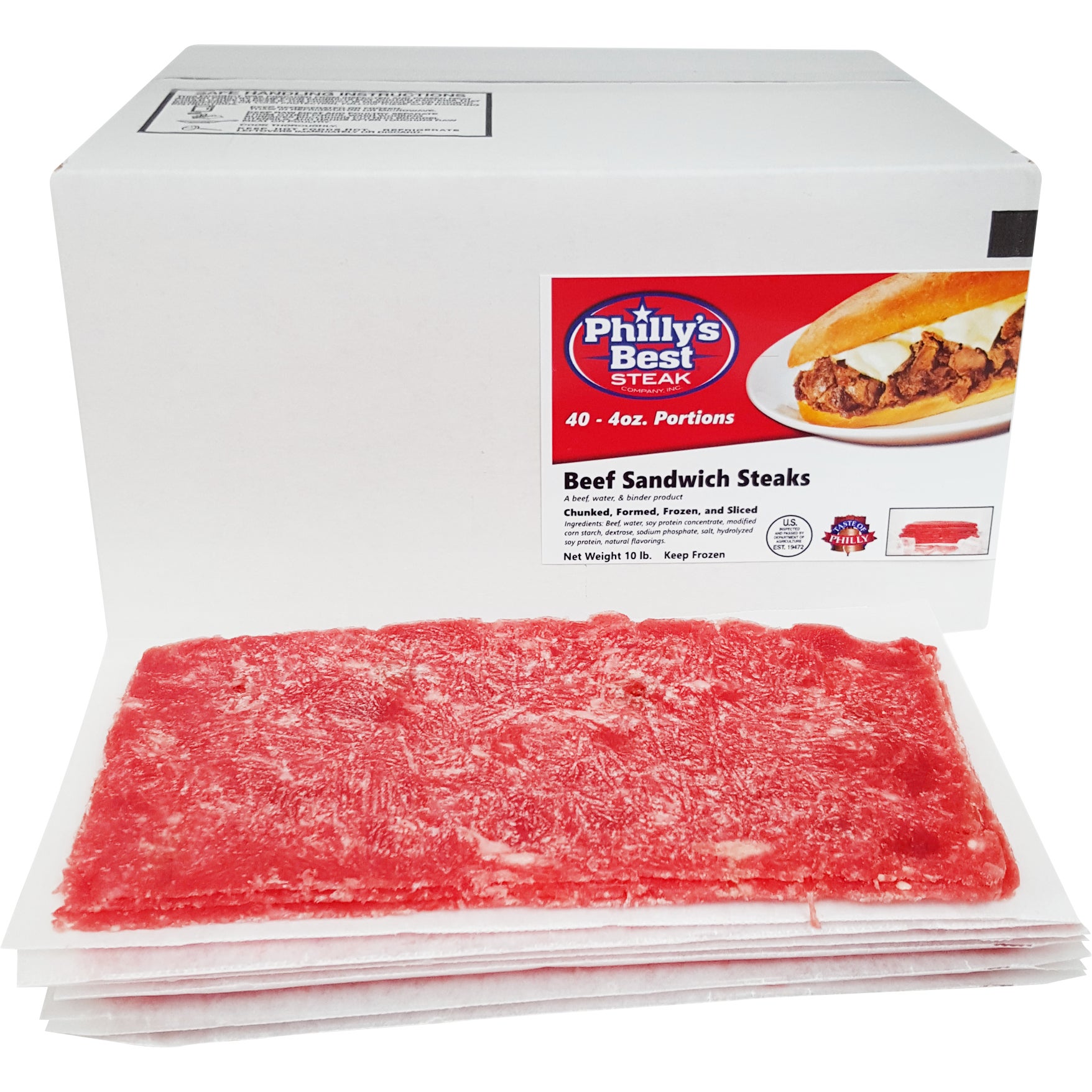 PHILLY'S BEST STEAK CO FLAT BEEF STEAK 40/4 OZ (10 LBS)