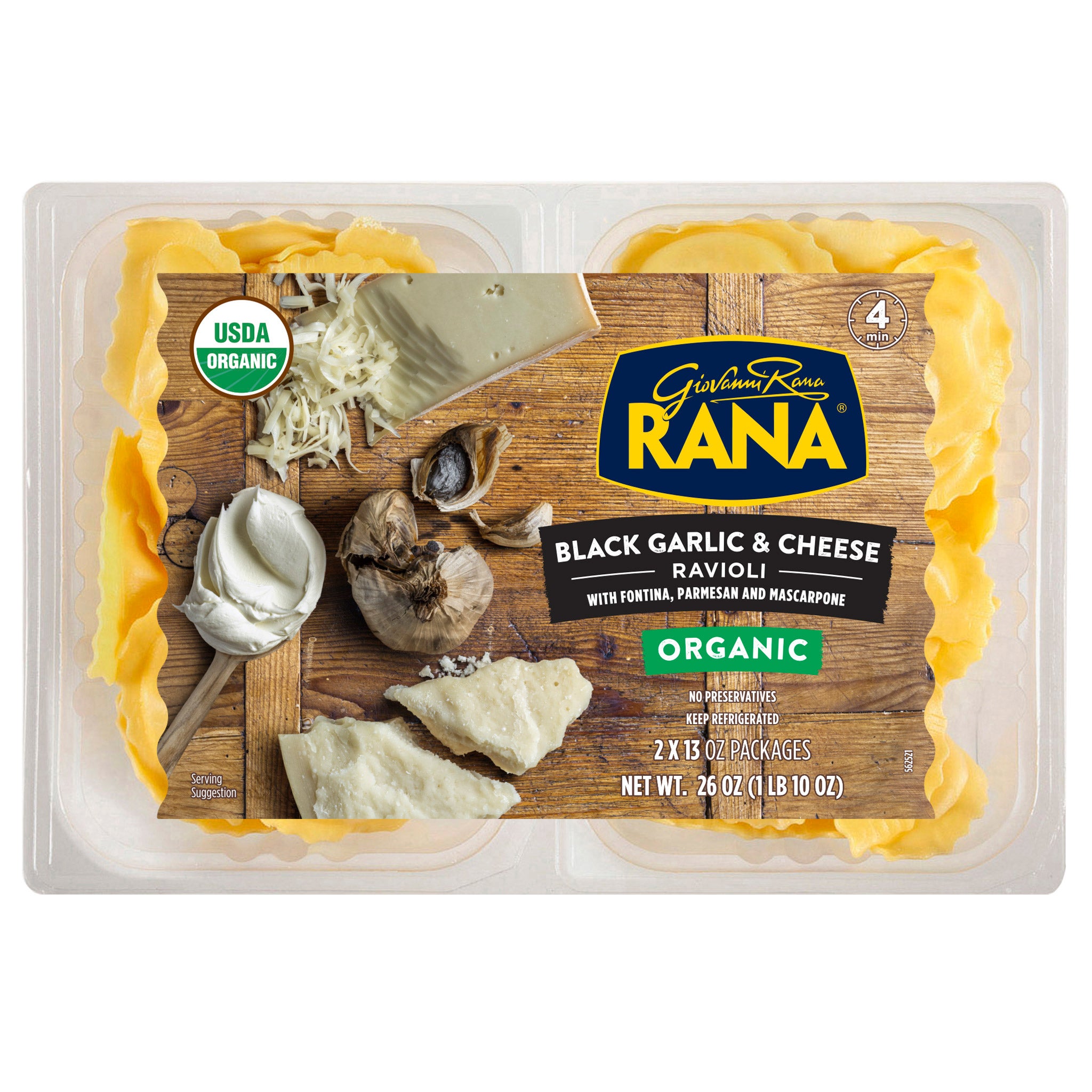 RANA ORGANIC RAVIOLI BLACK GARLIC FONTINA 2/13 OZ (1.6 LBS)