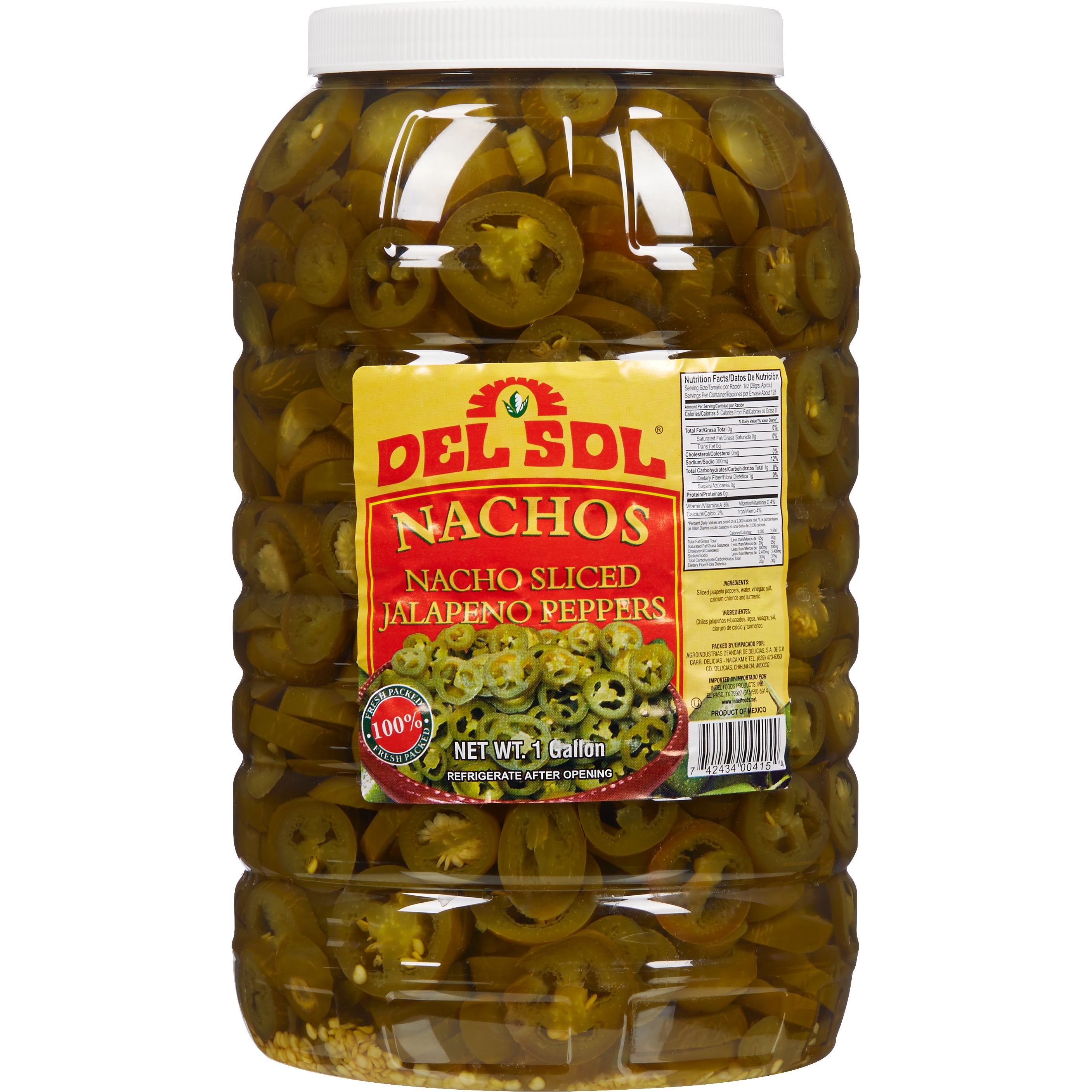 DEL SOL NACHO SLICED JALAPENOS 1 GAL