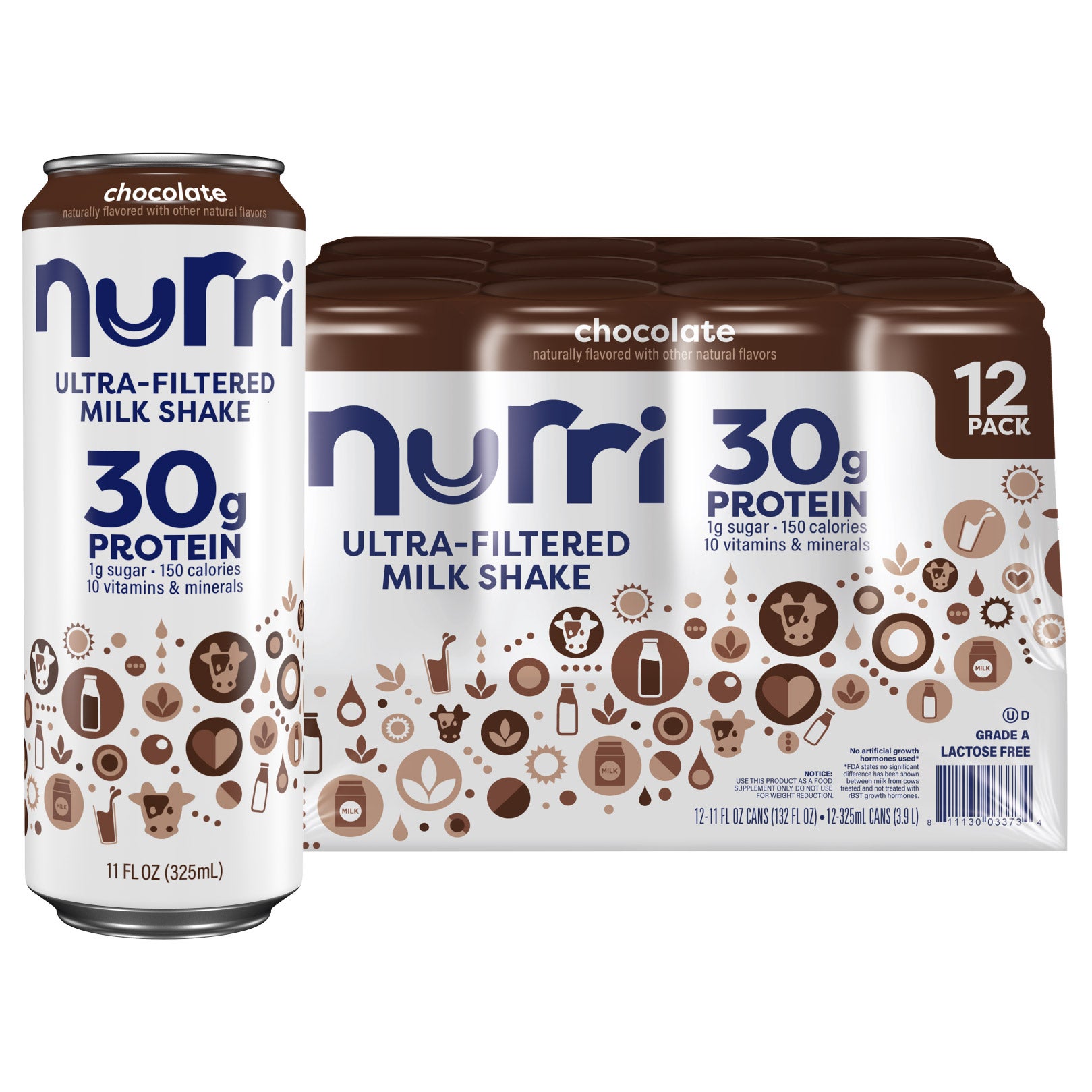 NURRI PROTEIN SHAKE CHOCOLATE 11 FL OZ/12 PK - Image 1