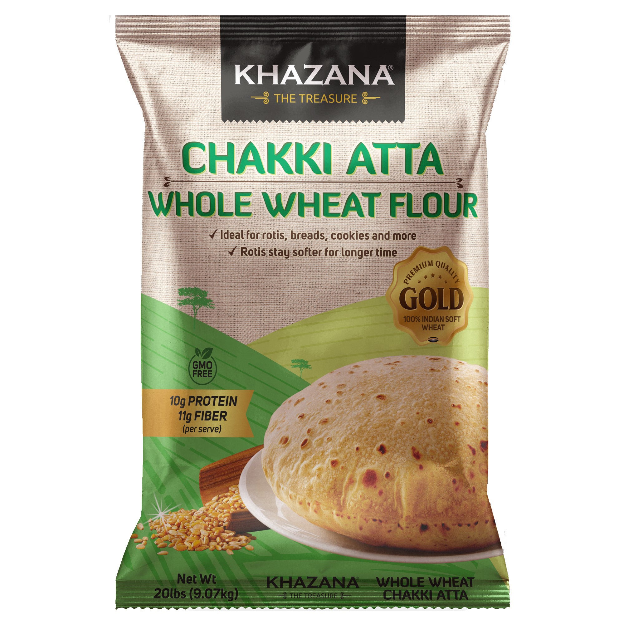 KHAZANA WHOLE WHEAT FLOUR 20 LBS - Image 1