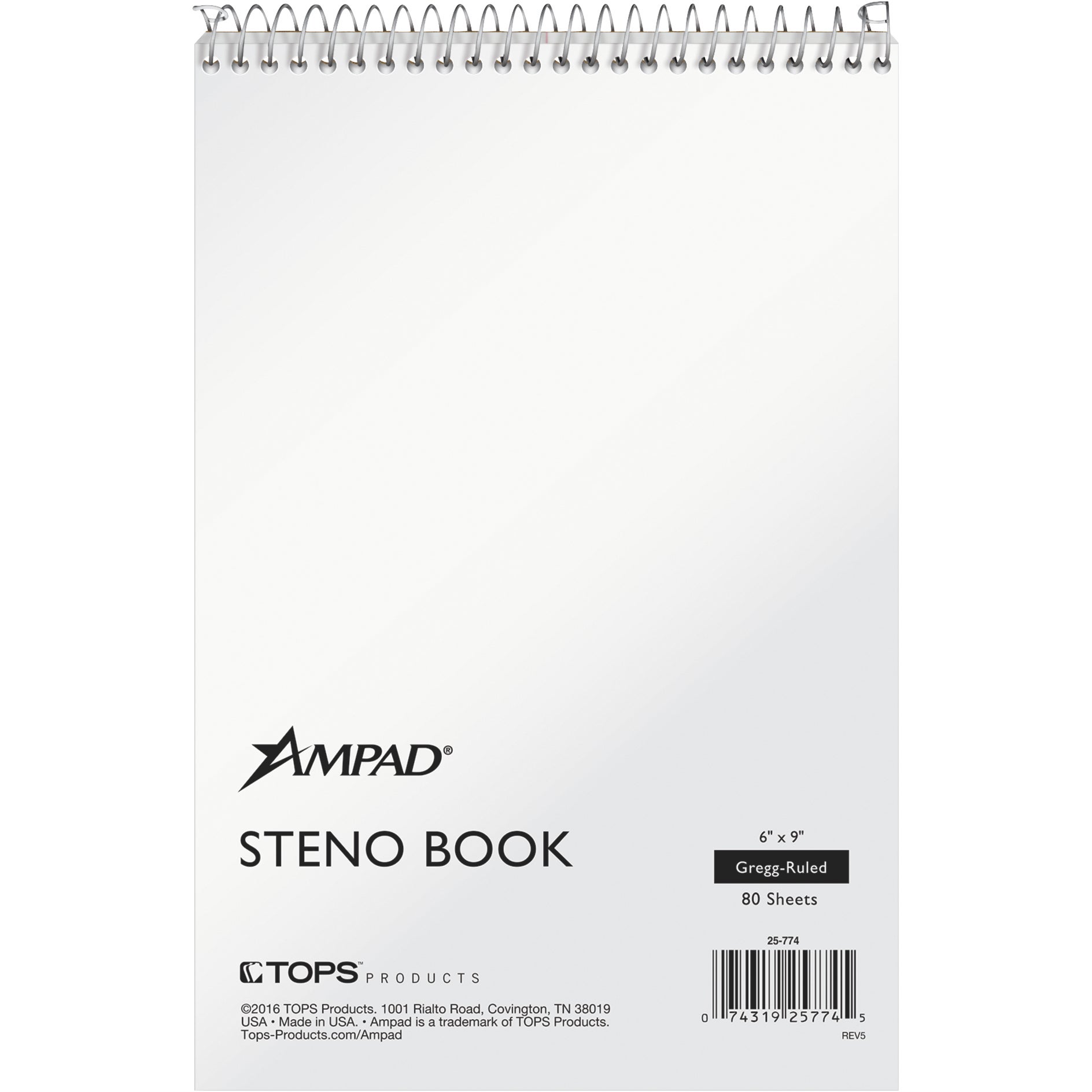 AMPAD RCY STENO BOOK WHT TOP25774KT 80PGS 6CT - Image 1