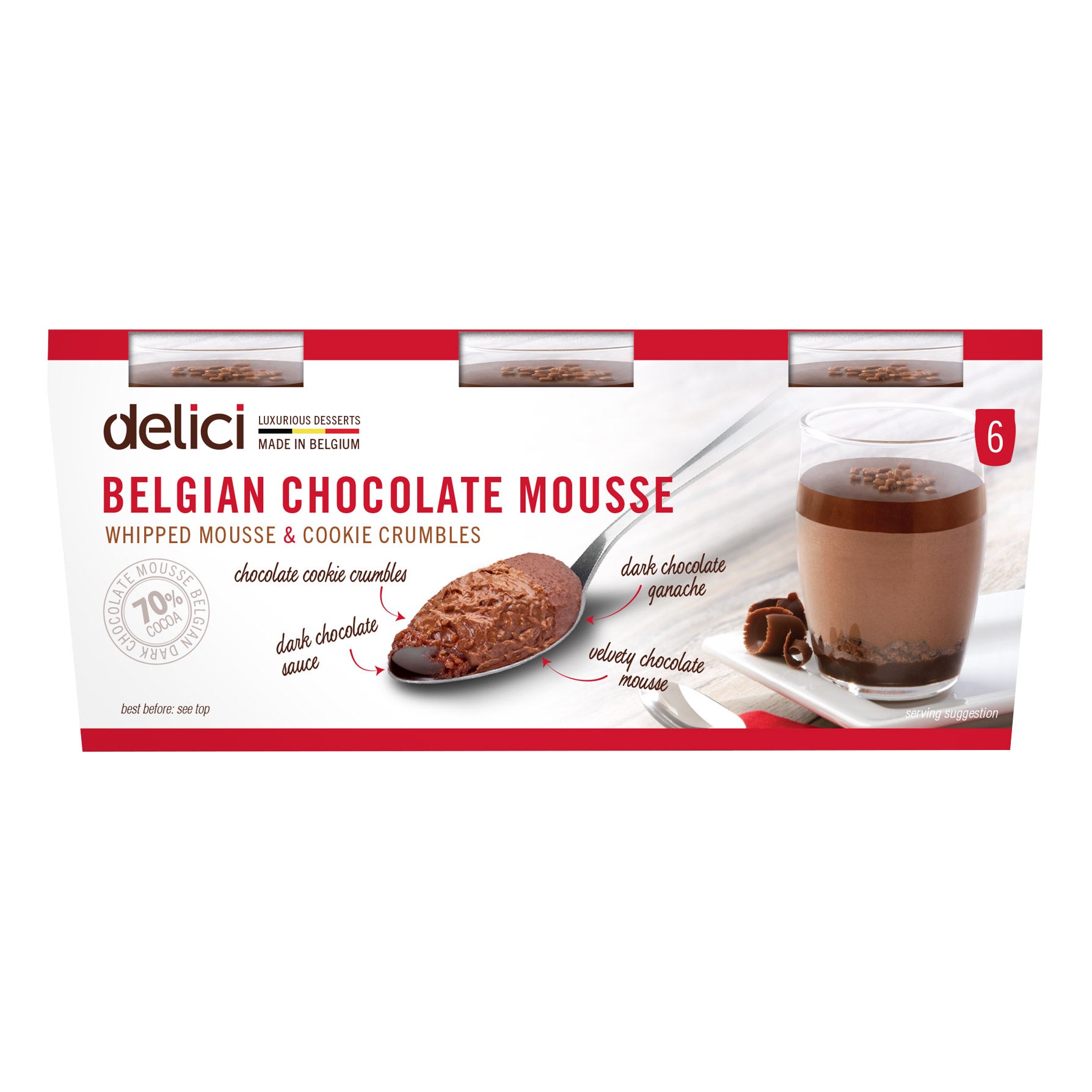 DELICI CHOCOLATE MOUSSE 6/2.68 OUNCE CUPS - Image 1