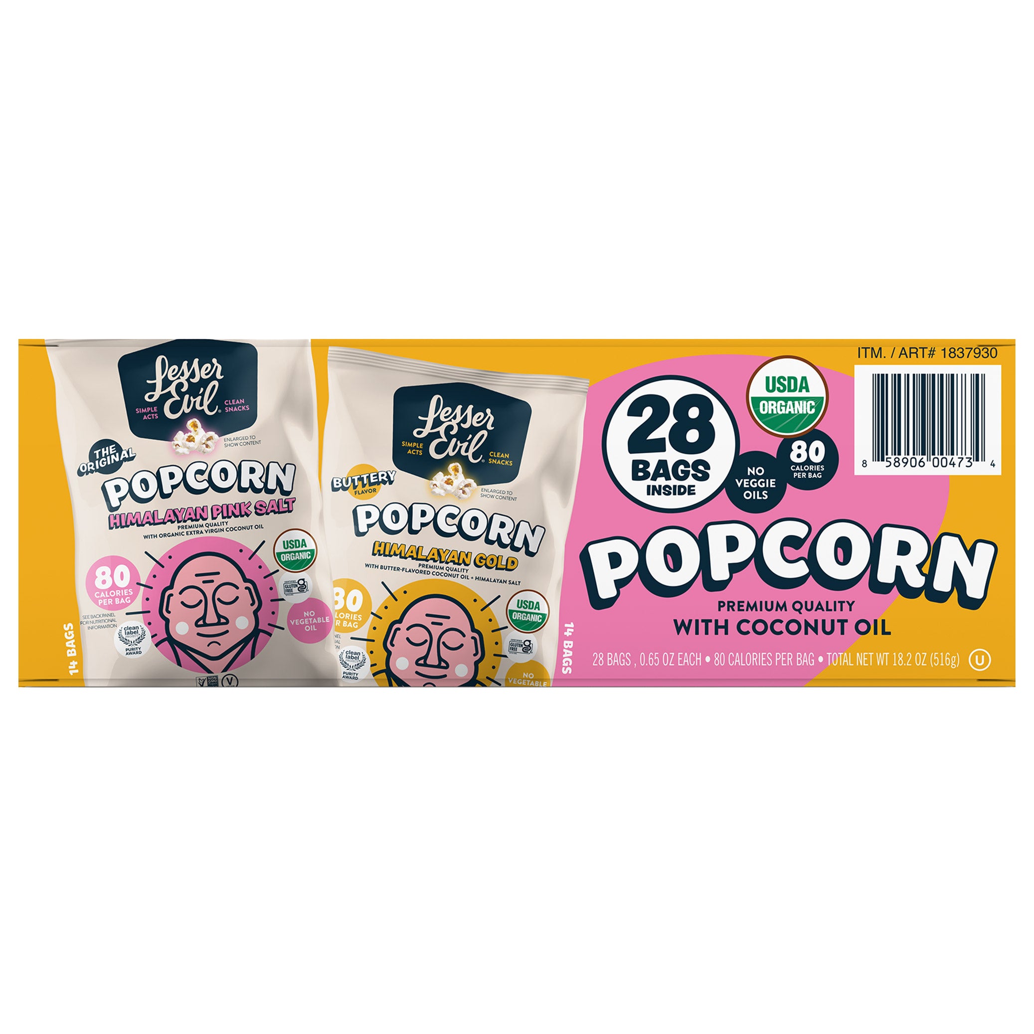 LESSER EVIL ORGANIC POPCORN VRTY 28/.65 OZ - Image 1
