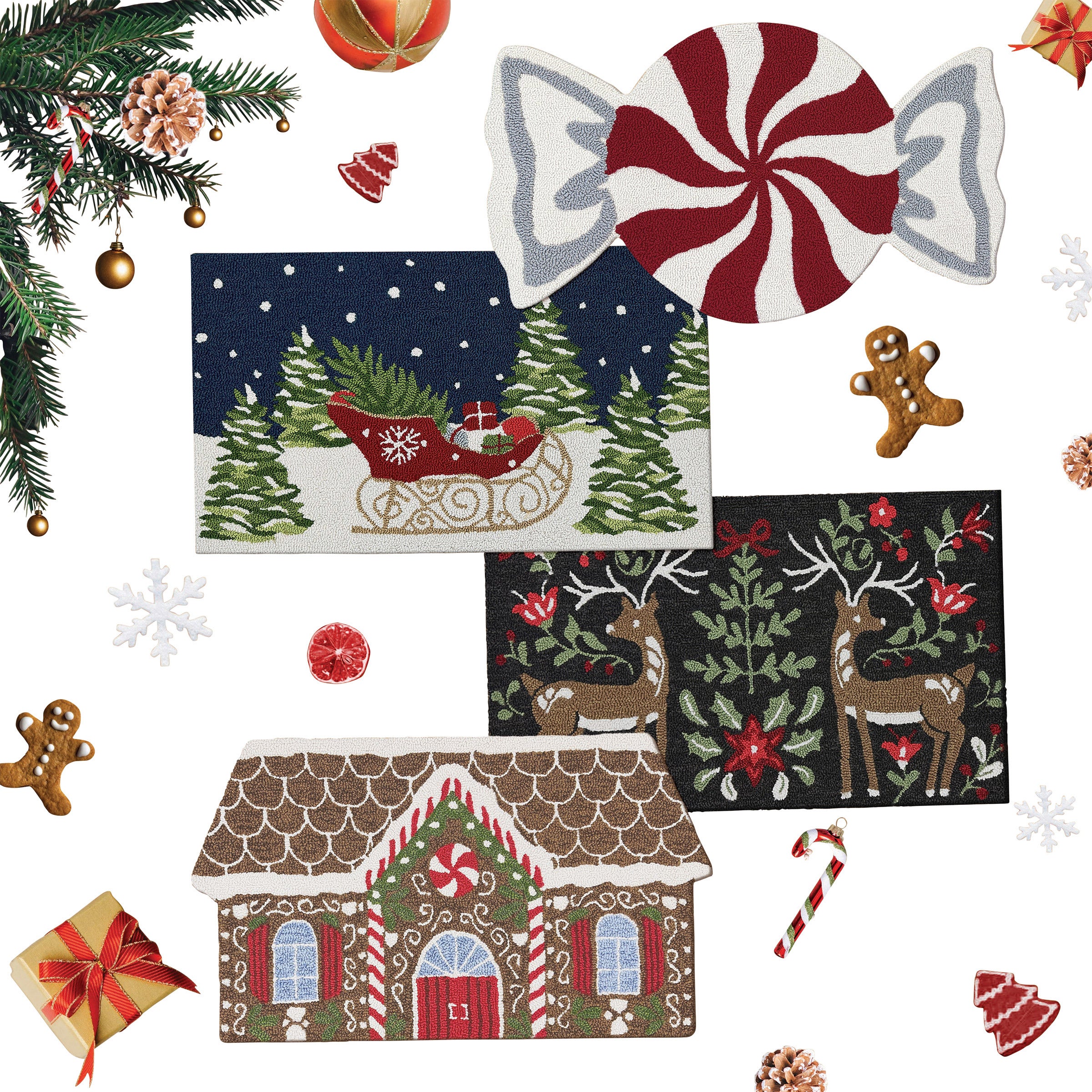 HOLIDAY HOOKED RUG 22" X 38" - Image 1