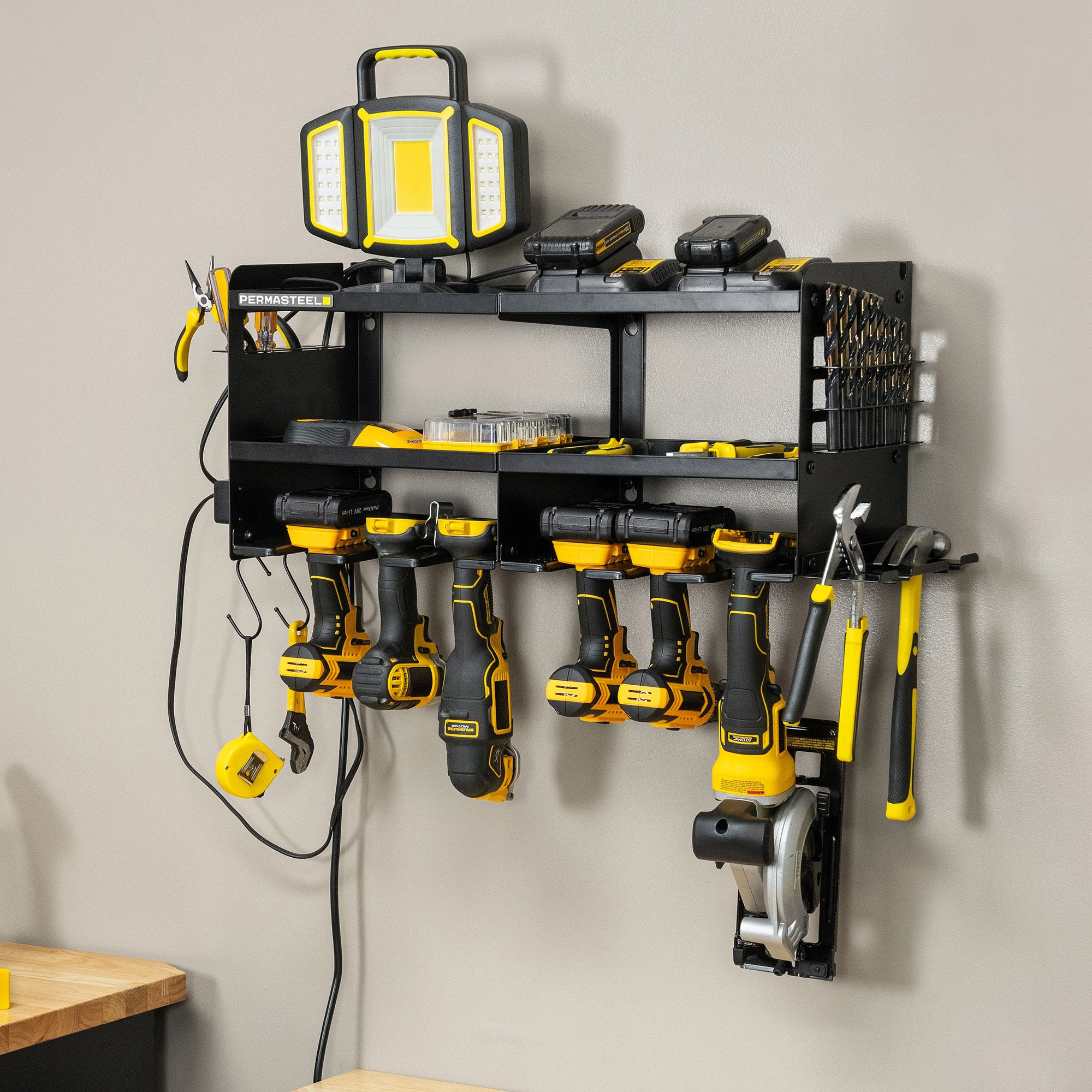 PERMASTEEL POWER TOOL ORGANIZER WITH POWER STRIP