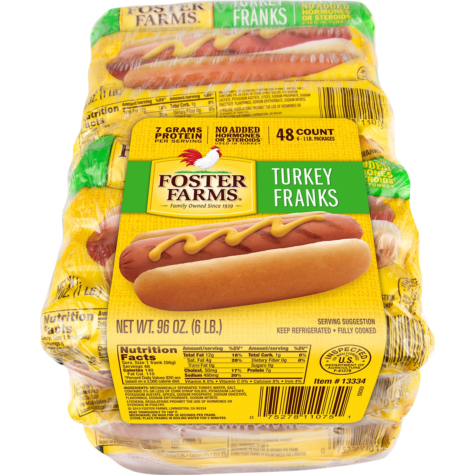 FOSTER FARMS TURKEY FRANKS 6 PACK 1 POUND EACH