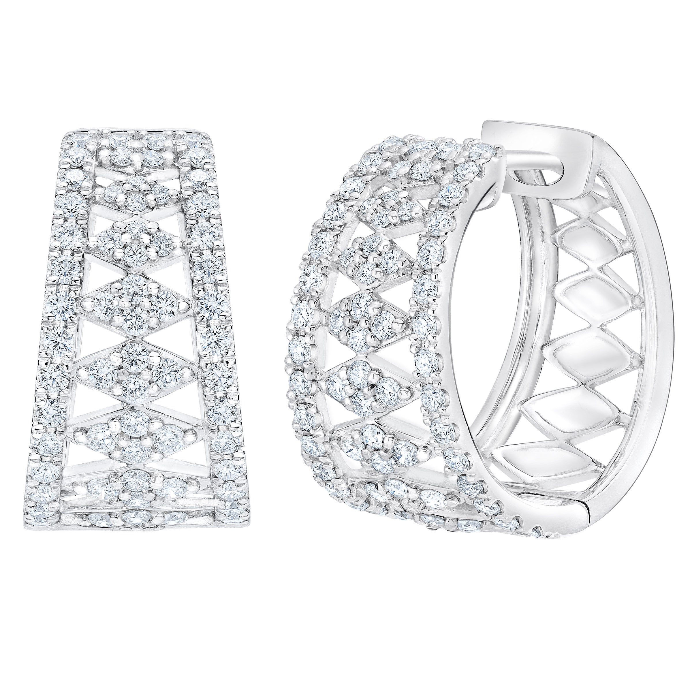 14KT WHITE GOLD VS2 I 1.05CTW ROUND DIAMOND HOOP EARRINGS - Image 1
