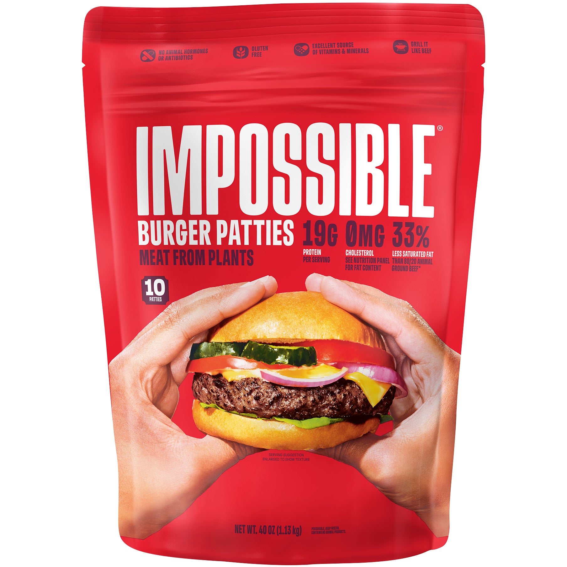 IMPOSSIBLE PLANT BASED PATTIES 10 PACK 40 OUNCES