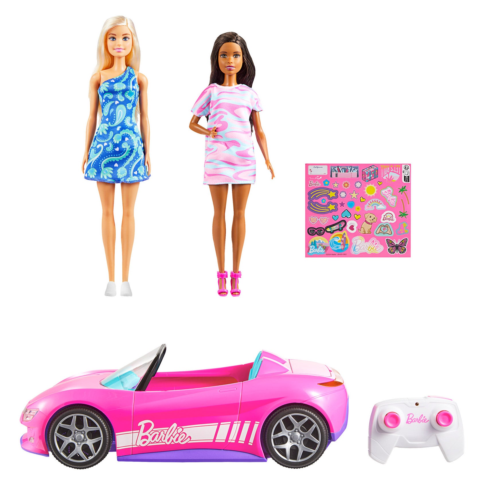 HOT WHEELS BARBIE RC CONVERTIBLE VEHICLE WITH 2 DOLLS