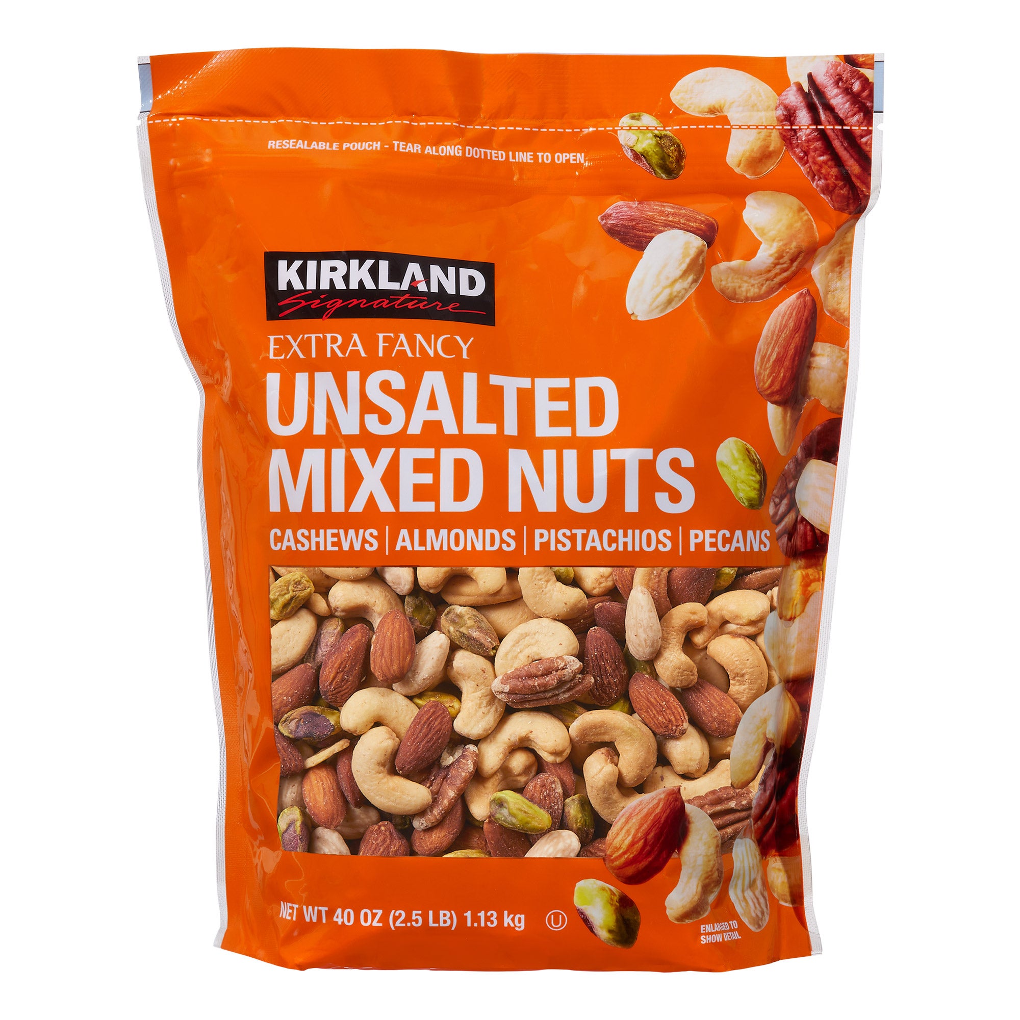 KIRKLAND SIGNATURE UNSALTED MIXED NUTS 40 OUNCE BAG - Image 1