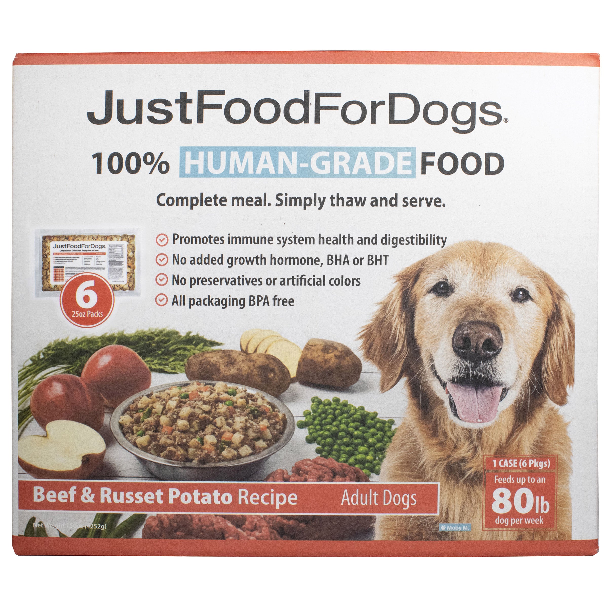 JUST FOOD FOR DOGS FROZEN BEEF AND POTATO 6/25OZ (9.4 LBS)