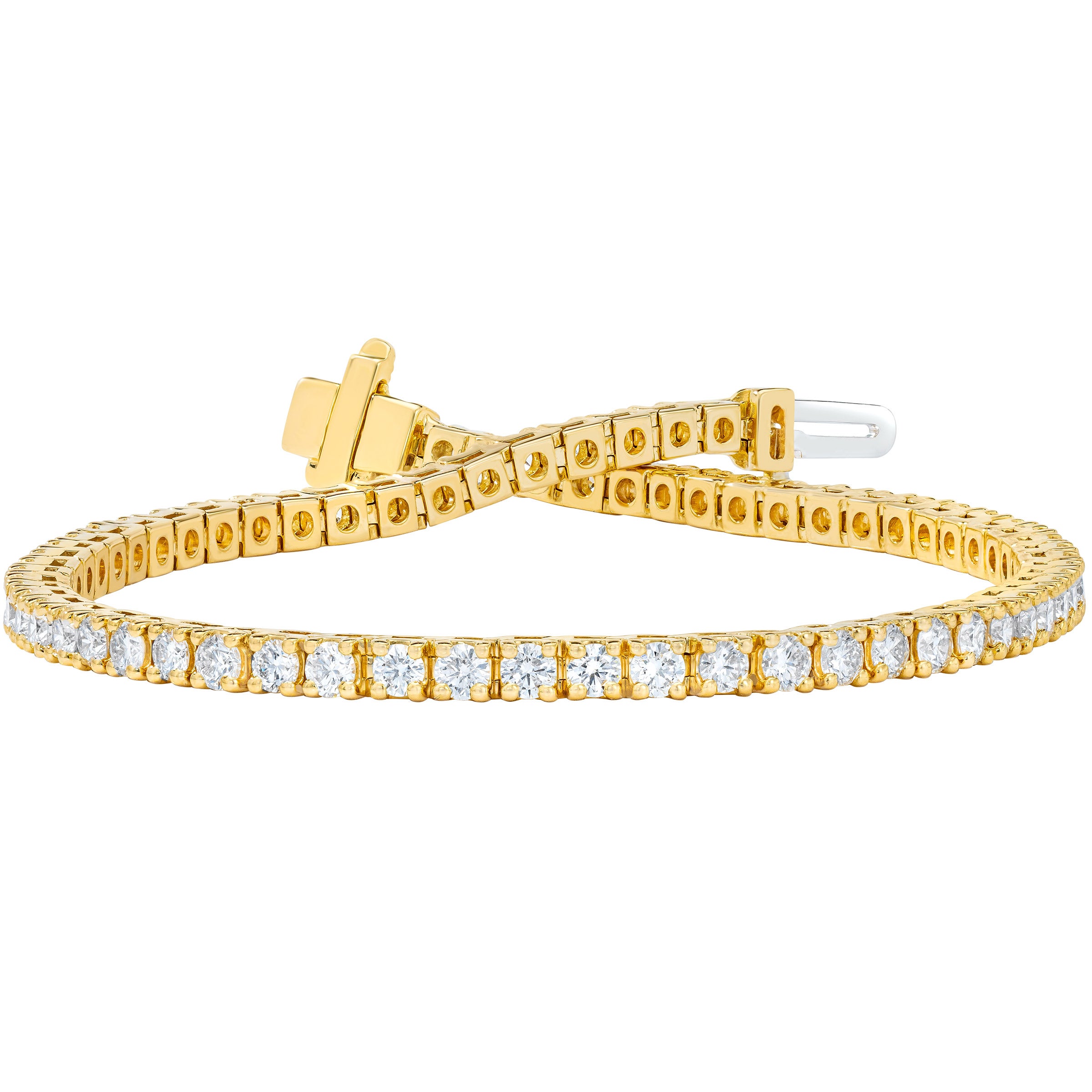 14KT YELLOW GOLD VS2 G 3.00CTW ROUND DIAMOND TENNIS BRACELET - Image 1