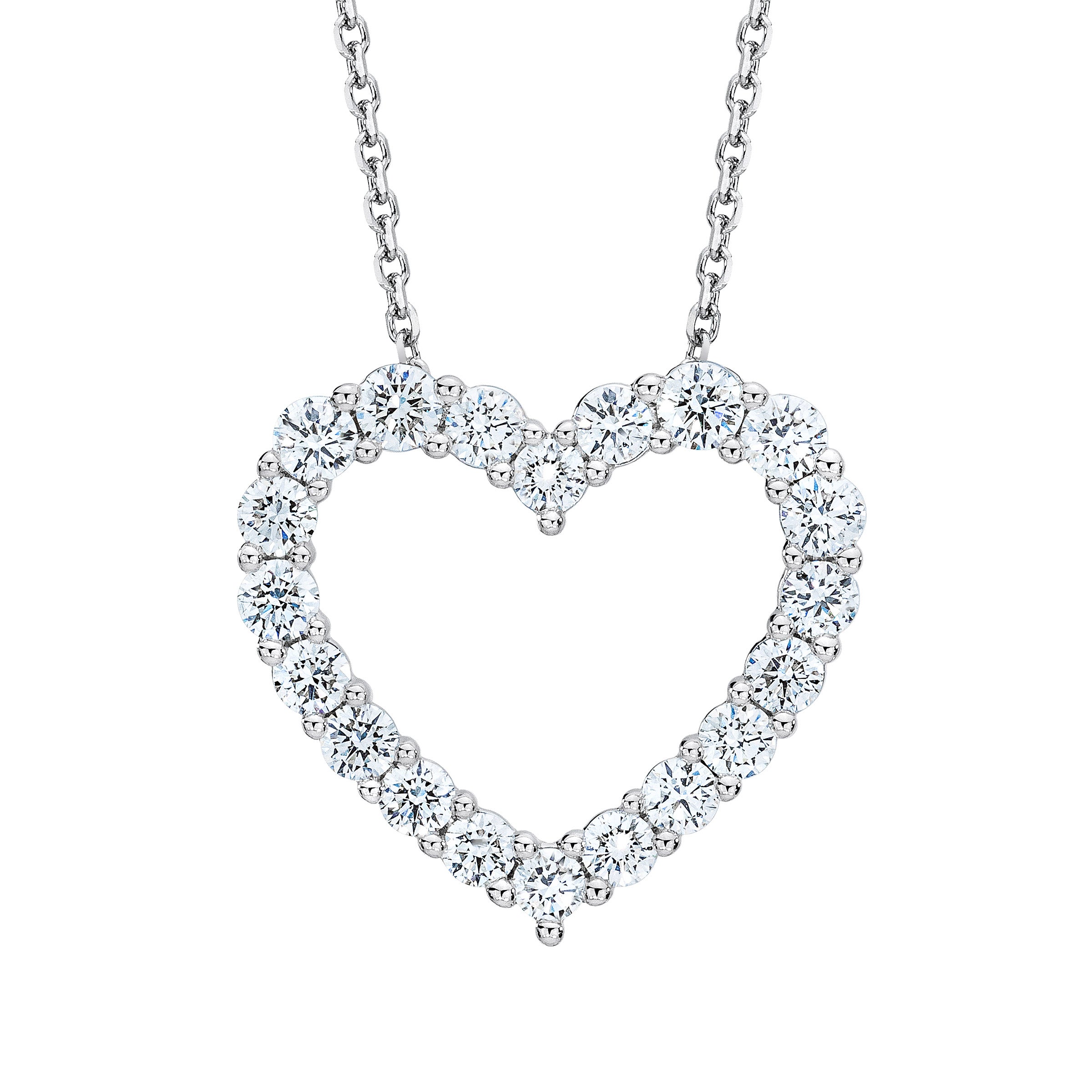 14KT WHITE GOLD VS2 I 1.0CTW ROUND DIAMOND HEART NECKLACE - Image 1