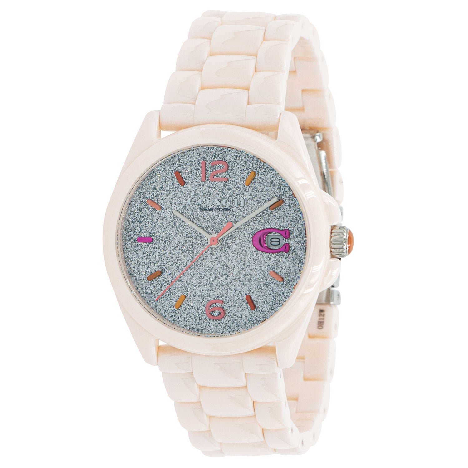 COACH GREYSON PINK CERAMIC CASE LADIES QUARTZ WATCH