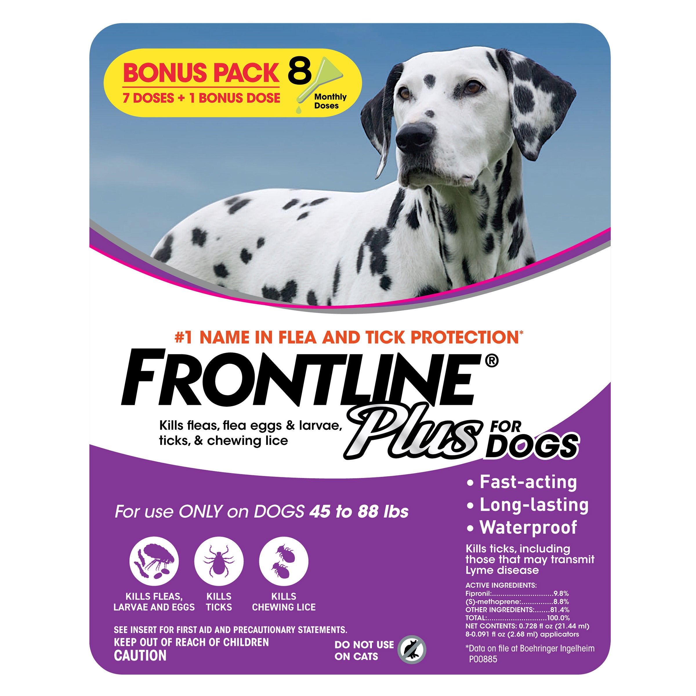 FRONTLINE PLUS FOR DOGS 45 TO 88 LBS 8 MONTH SUPPLY