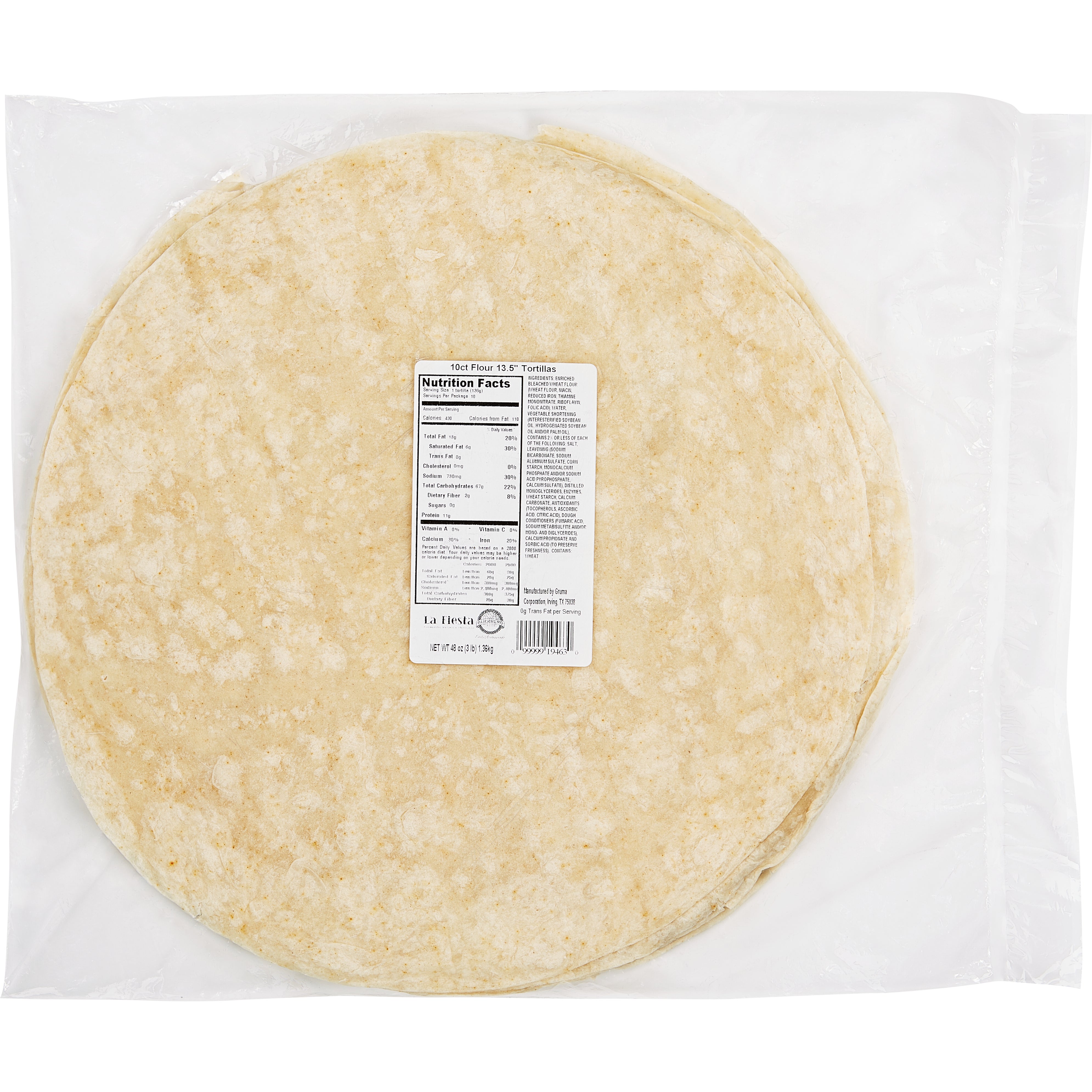 LA FIESTA 13.5¨ FLOUR TORTILLAS 10 CT