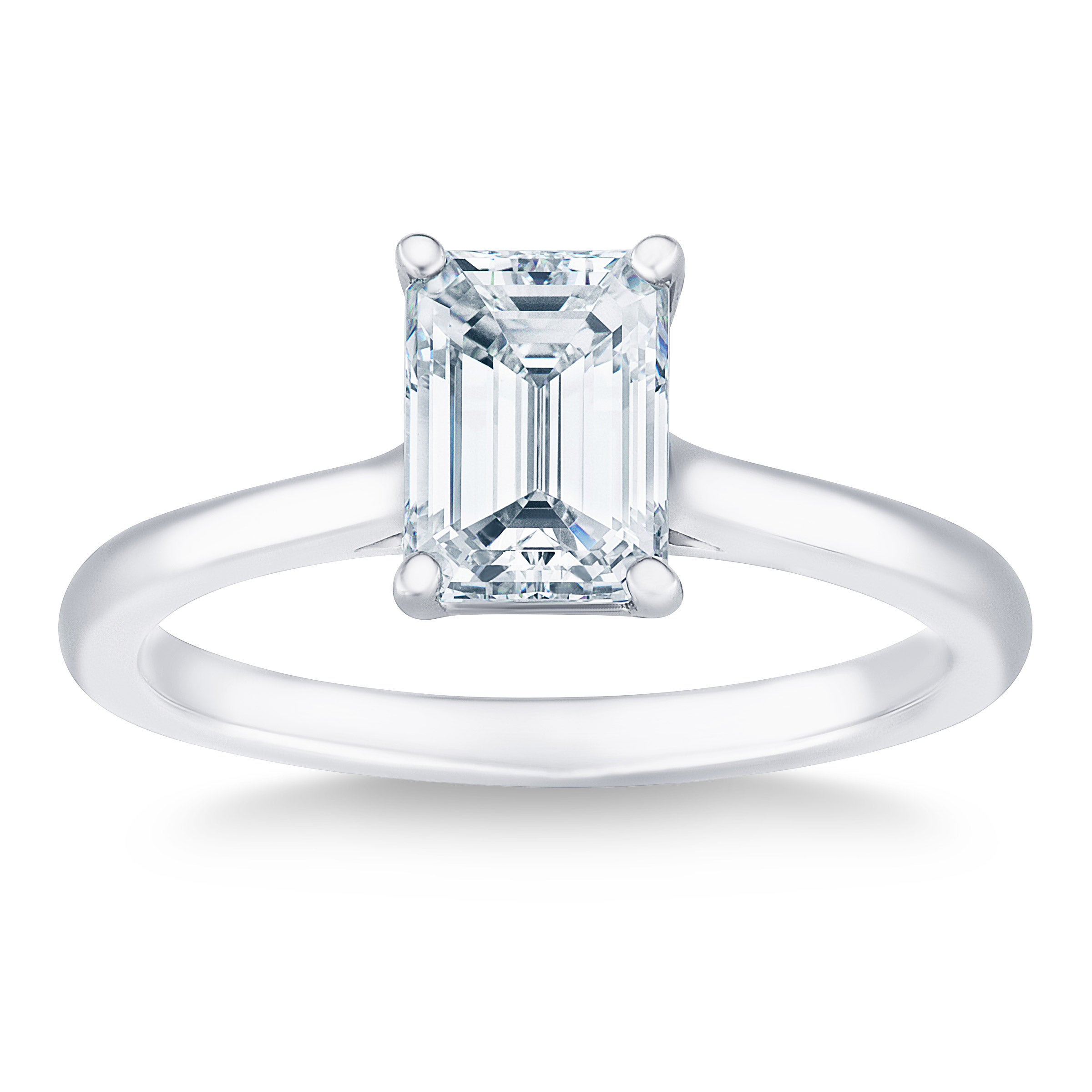 1.51CT EMERALD CUT PLATINUM SOLITAIRE RING VS1 ¨H¨ COLOR - Image 1