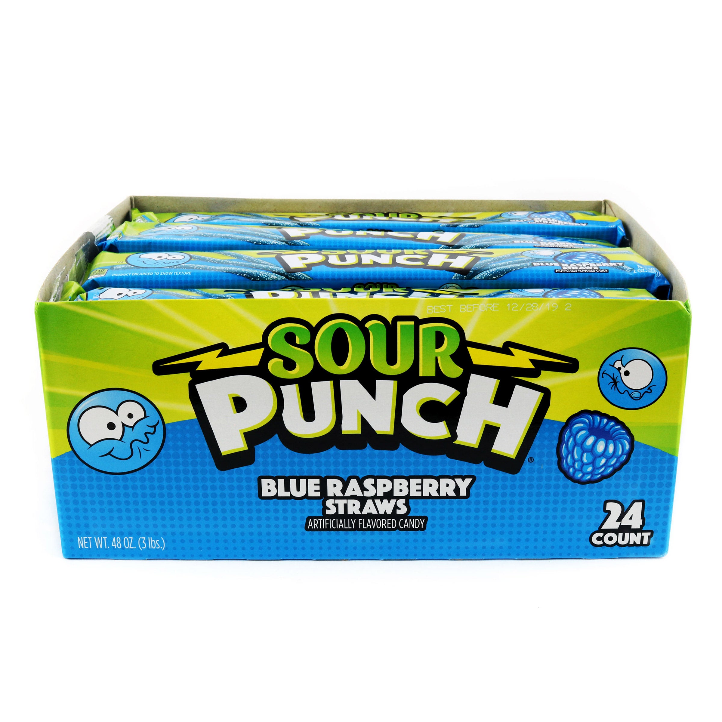 SOUR PUNCH BLUE RASPBERRY STRAWS 24 CT/2 OZ - Image 1