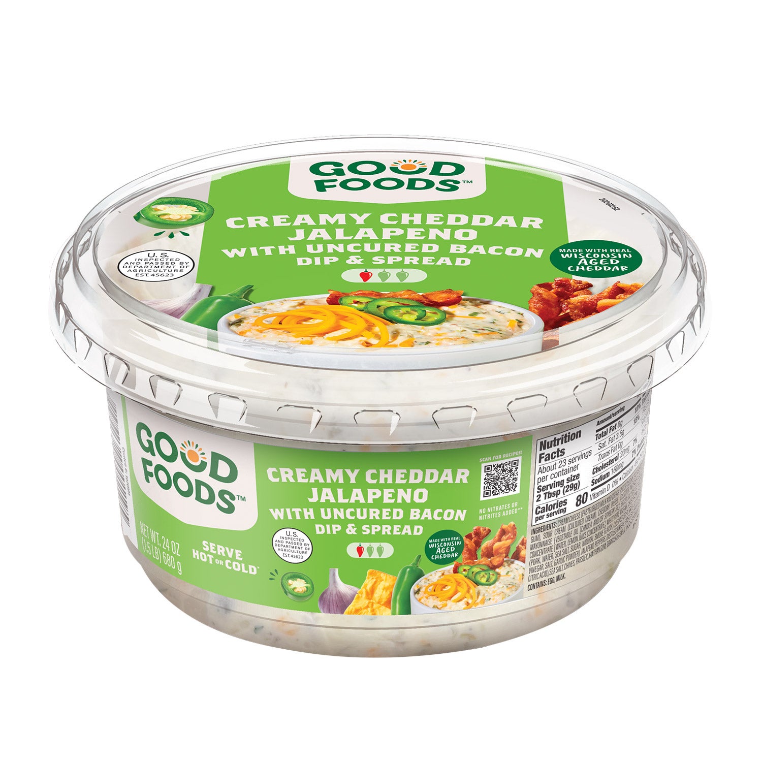 GOOD FOODS CHEDDAR JALAPENO DIP 24 OUNCE CONTAINER - Image 1