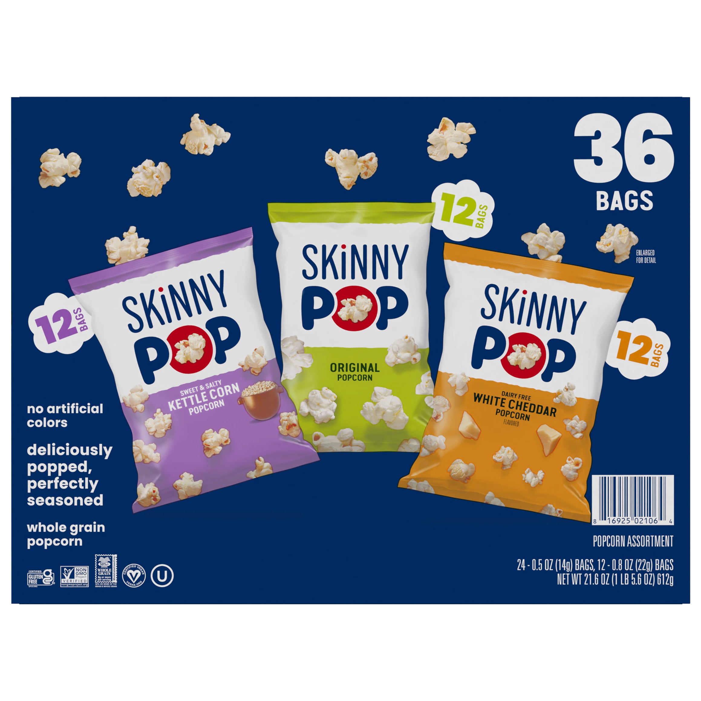 SKINNY POP VARIETY SNACK PACK 36 COUNT