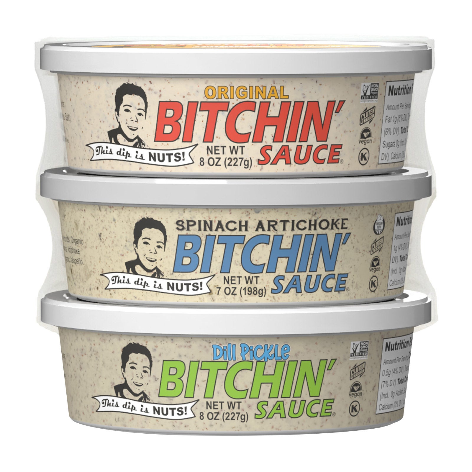 BITCHIN' SAUCE ORIGINAL, DILL PICKLE, & SPINACH ARTICHOKE - Image 1