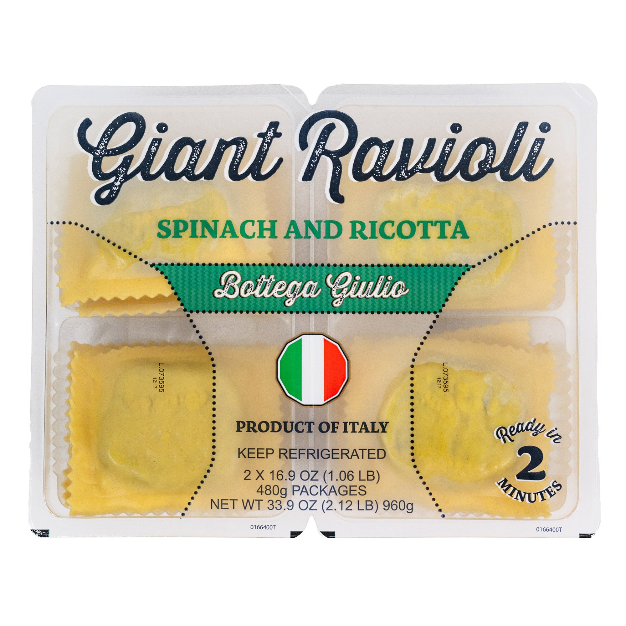 SCOIATTOLO GIANT SPINACH RAVIOLI 2/16 OZ