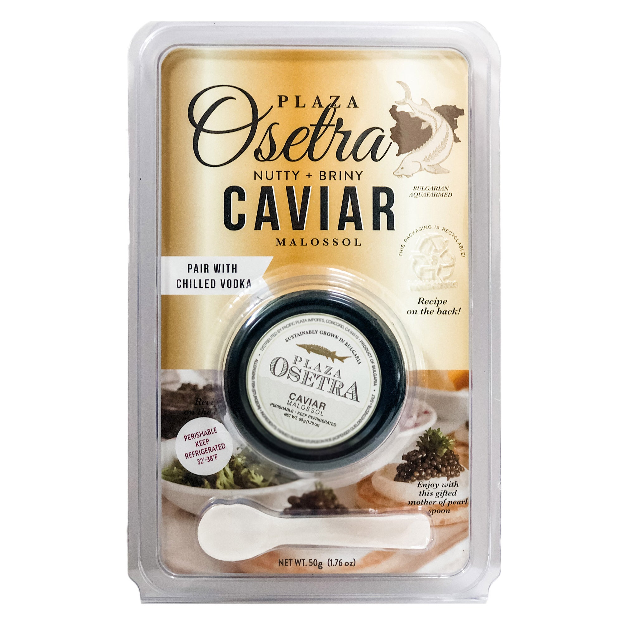 PACIFIC PLAZA CAVIAR FARMED OSETRA W/SPOON 50 GRAMS/1.76 OZ