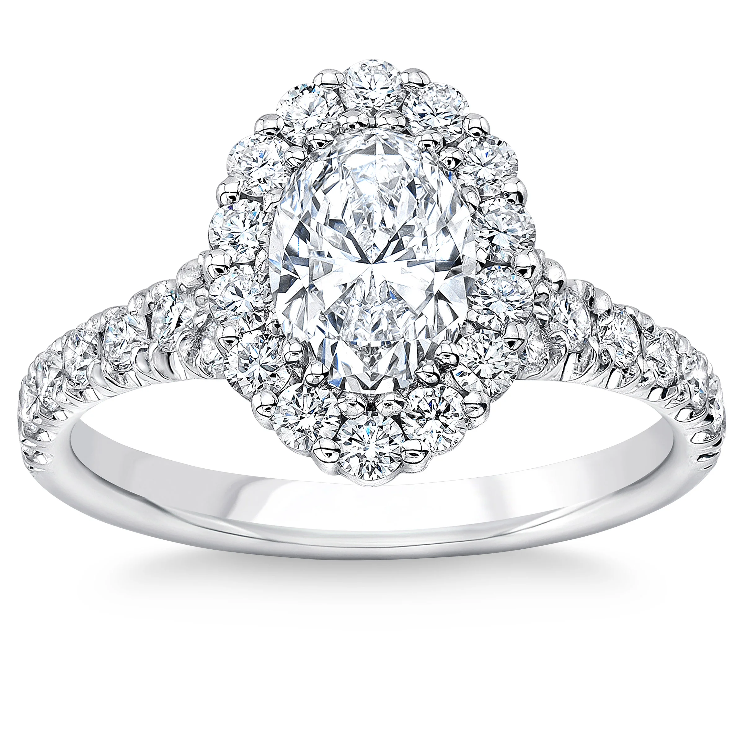 1.80CTW OVAL DIAMOND PLATINUM WEDDING RING CENTER 1.00CT VS2 ¨G¨ - Image 1