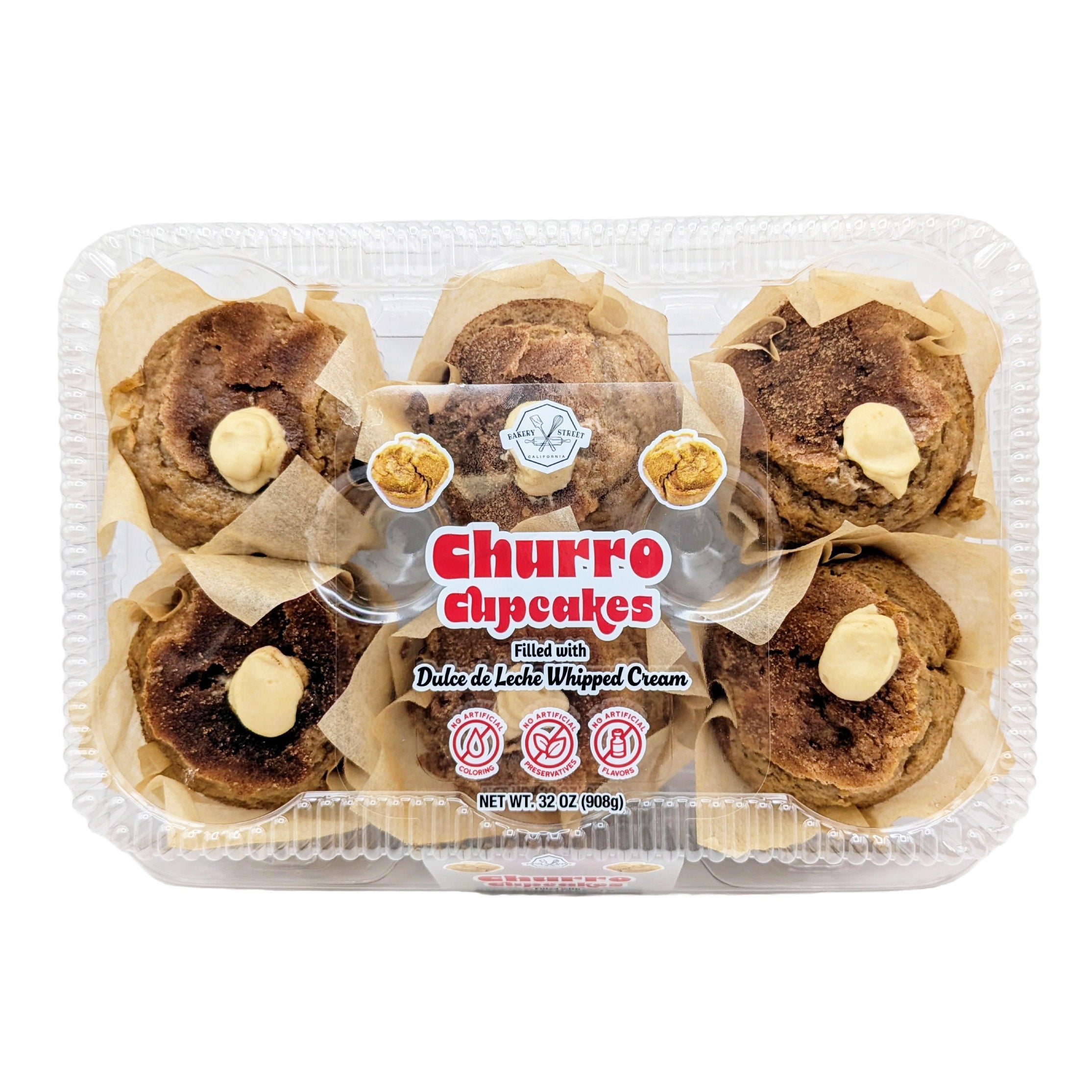 BAKERY STREET CHURRO CUPCAKE 6 COUNT 32 OUNCES