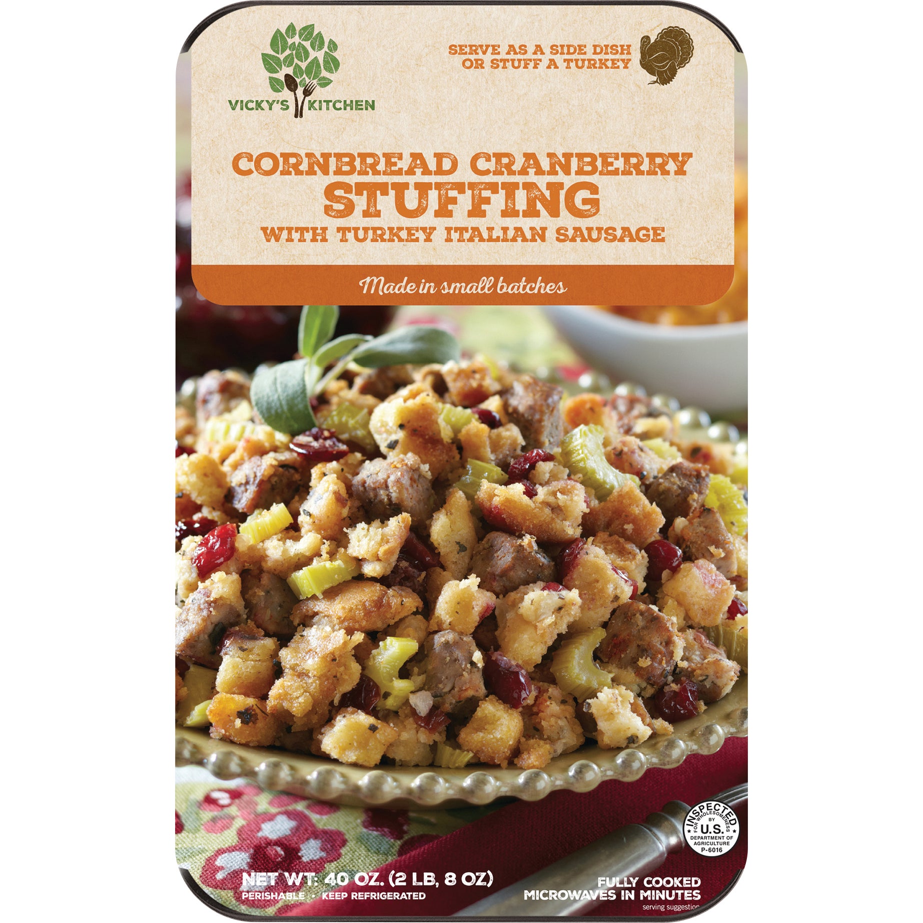 VICKY'S KITCHEN CORNBREAD STUFFING 40 OUNCE CONTAINER