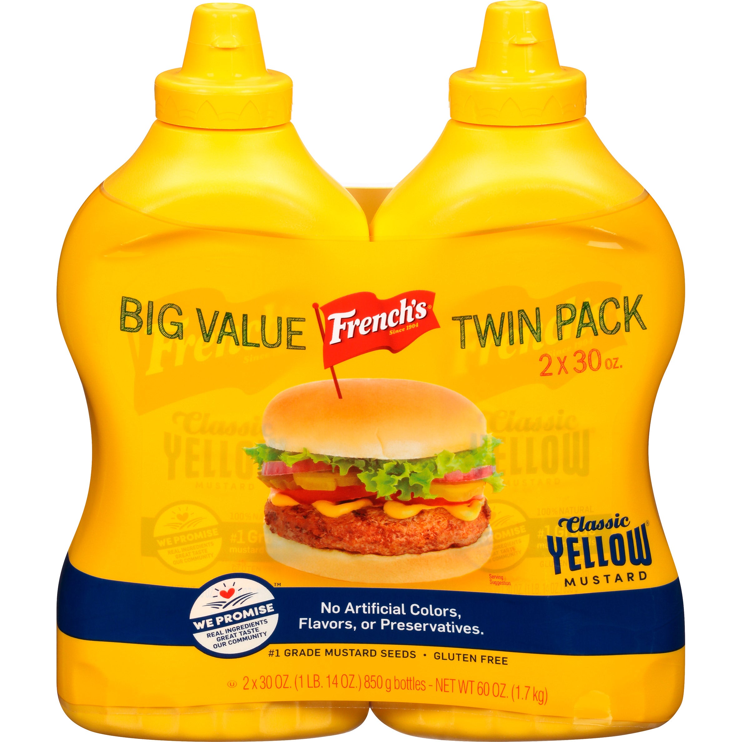 FRENCH'S YELLOW MUSTARD 2/30 OUNCE BOTTLES - Image 1