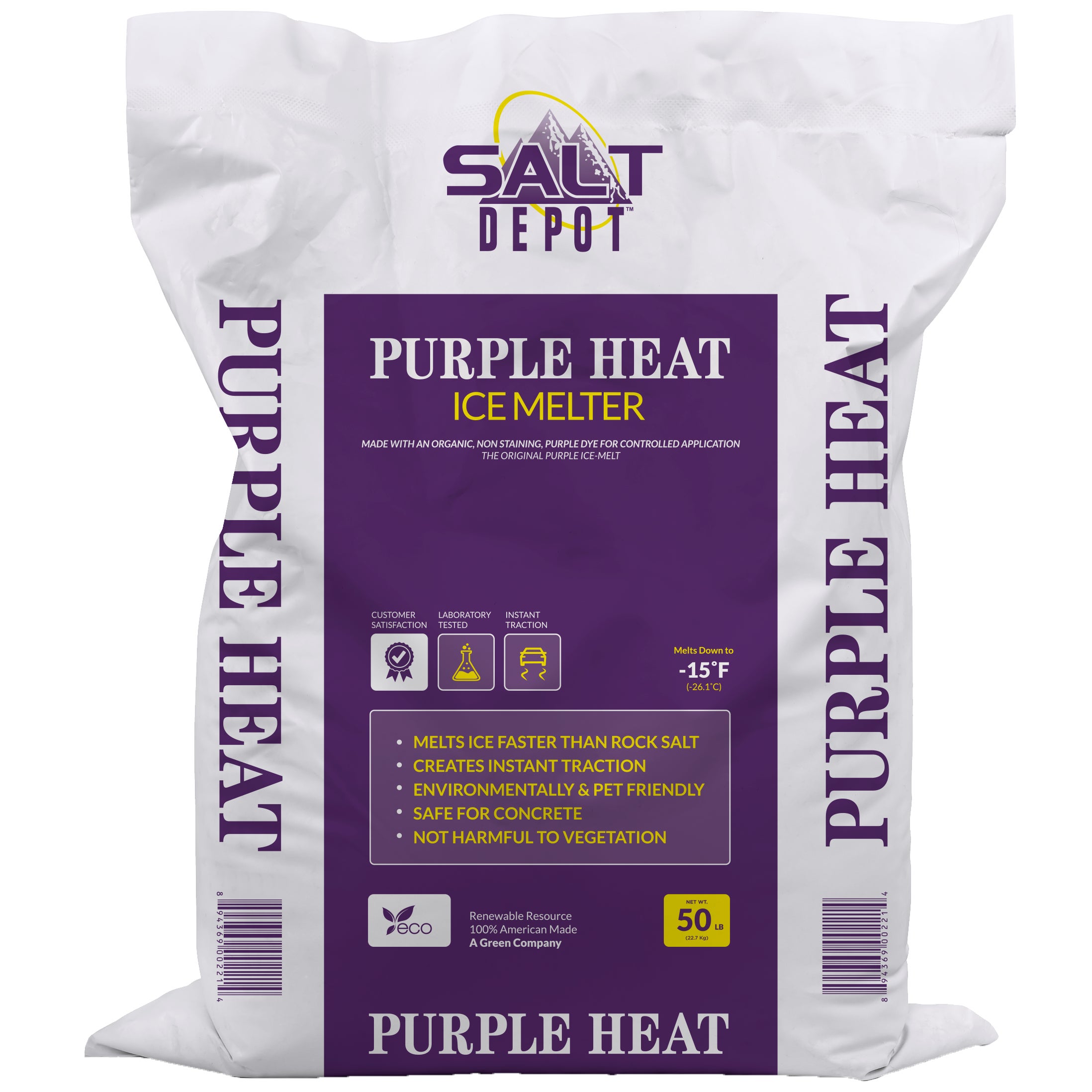 SALT DEPOT PURPLE HEAT ICE MELT 50LB BAG