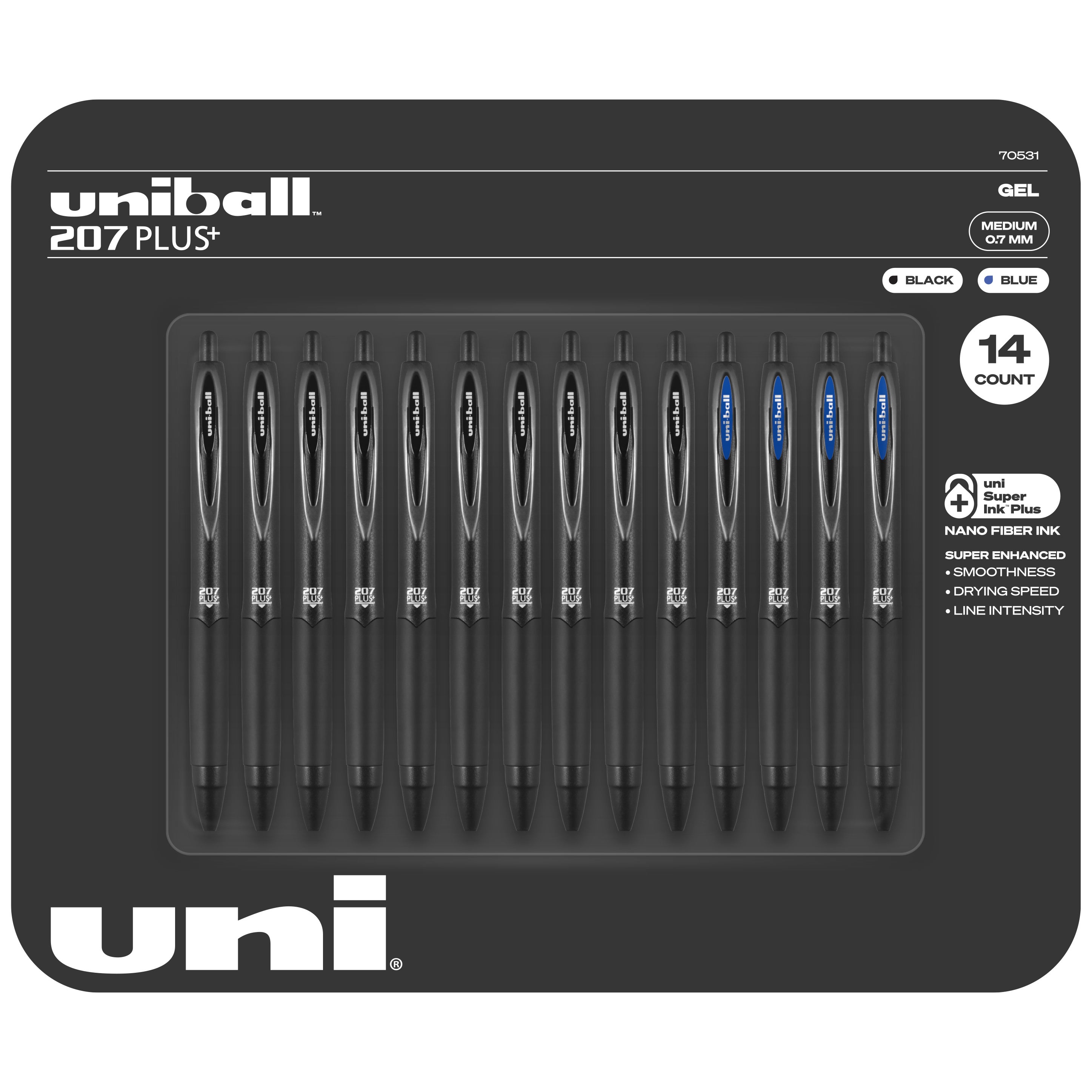 UNIBALL 207 PLUS+ RETRACTABLE GEL PEN 14 COUNT - Image 1