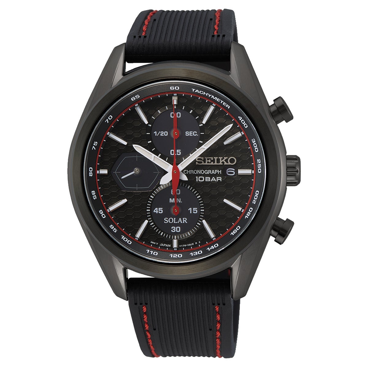 SEIKO ESSENTIALS SSC777 BLACK SILICONE MEN'S SOLAR WATCH