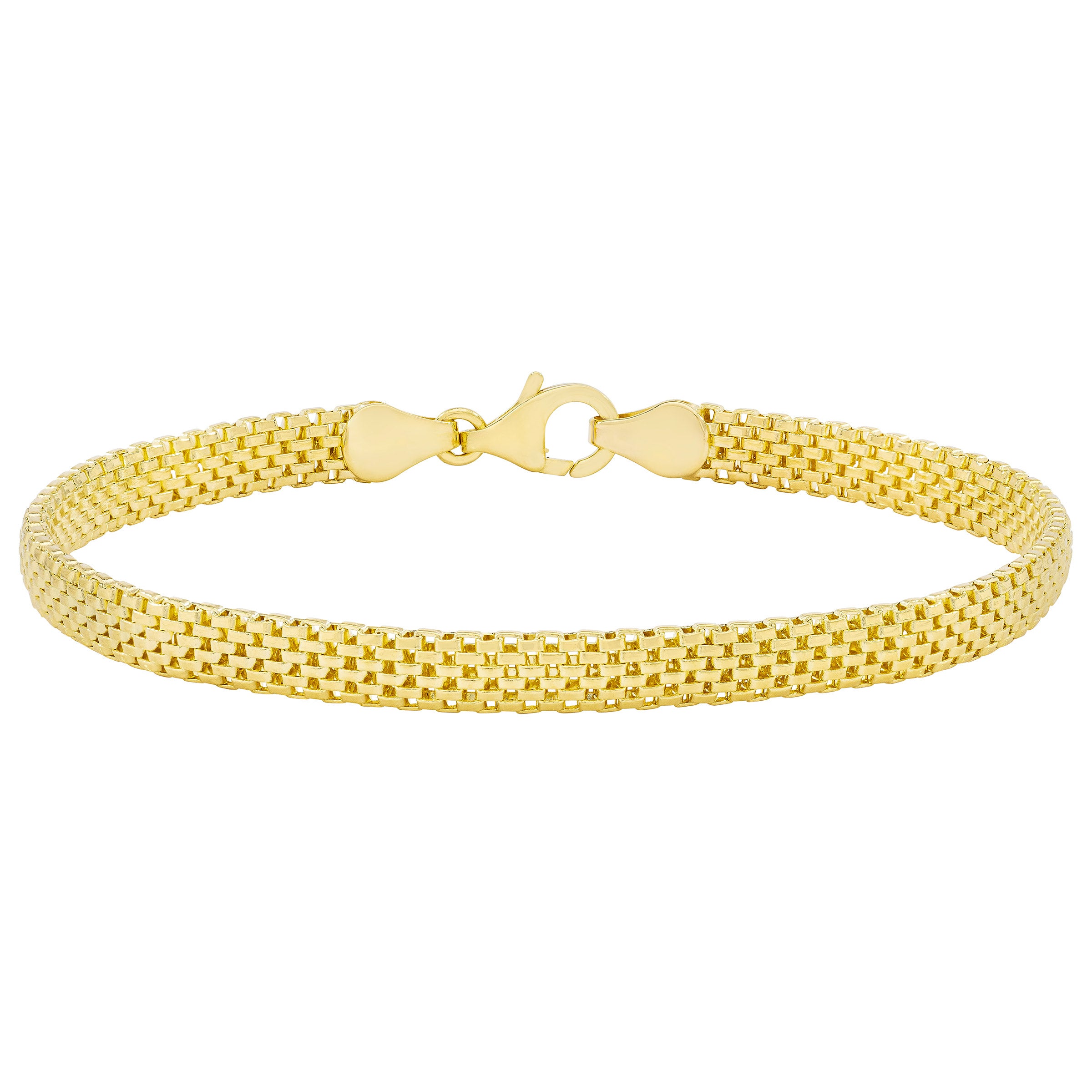 14KT YELLOW GOLD 7.5¨ MESH LINK BRACELET MADE IN ITALY