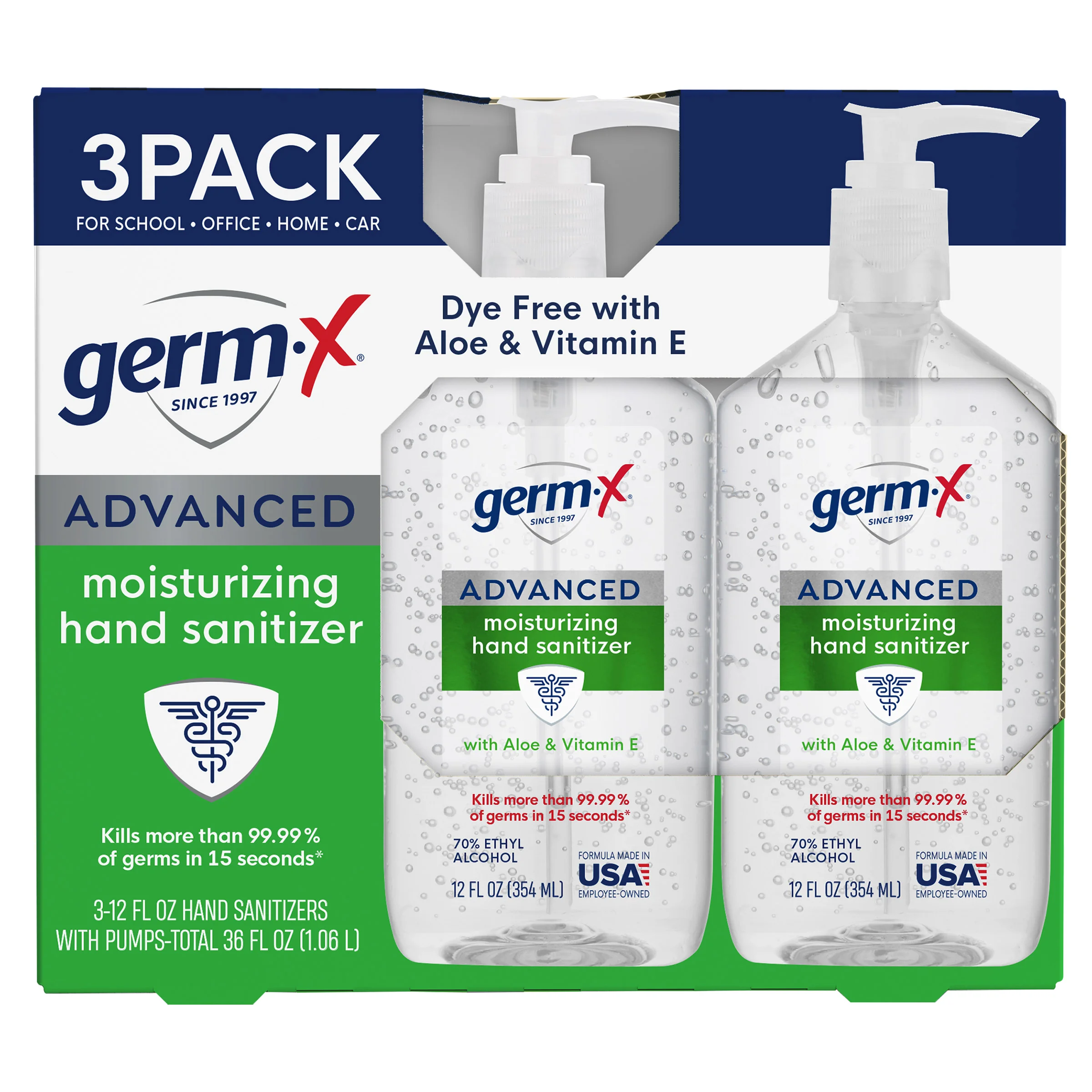 GERM-X HAND SANITIZER W/ALOE 3 CT / 12 OZ