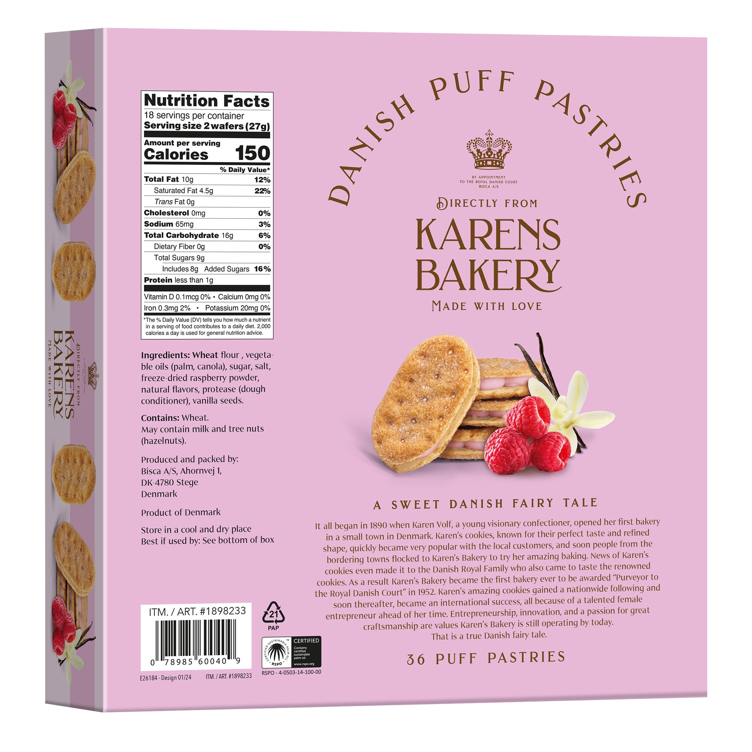 KAREN'S BAKERY RASPBERRY PUFF PASTRY 16.9 OZ