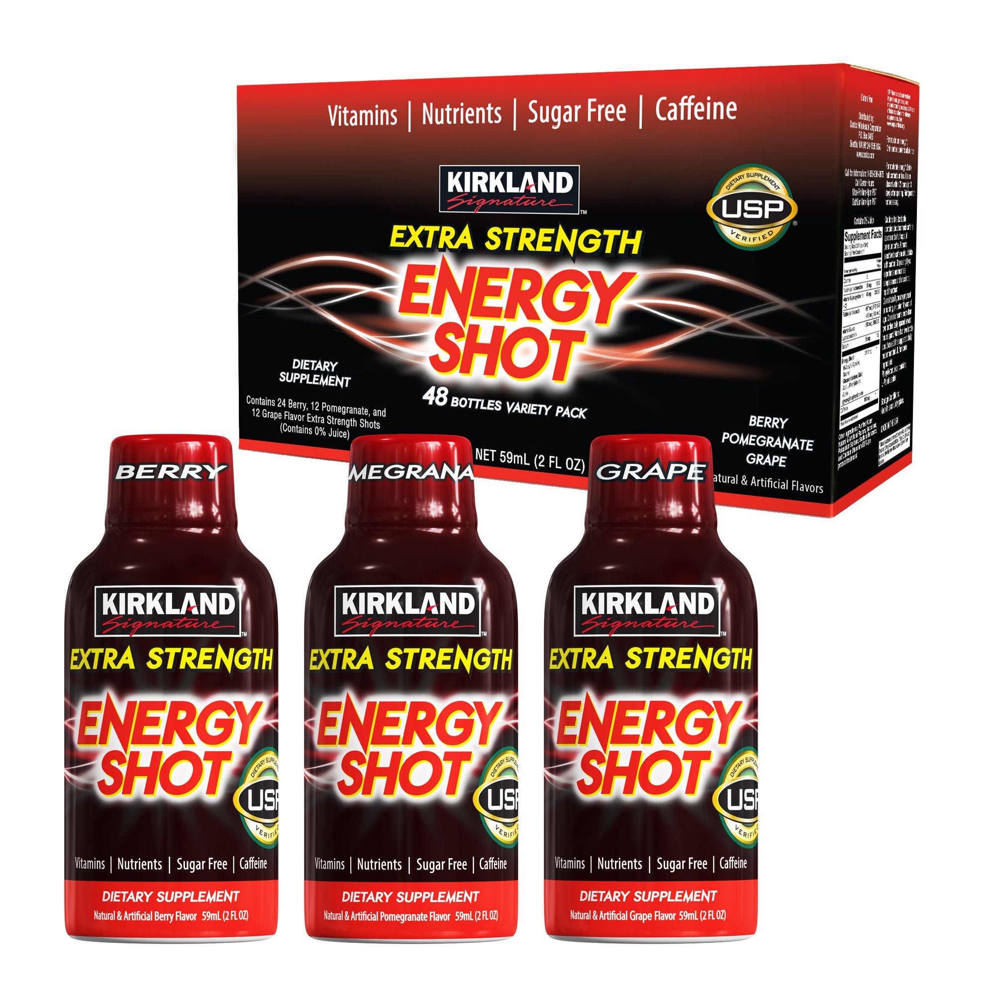 KIRKLAND SIGNATURE EXTRA STRENGTH ENERGY SHOT 48 COUNT X 2 OZ - Image 1